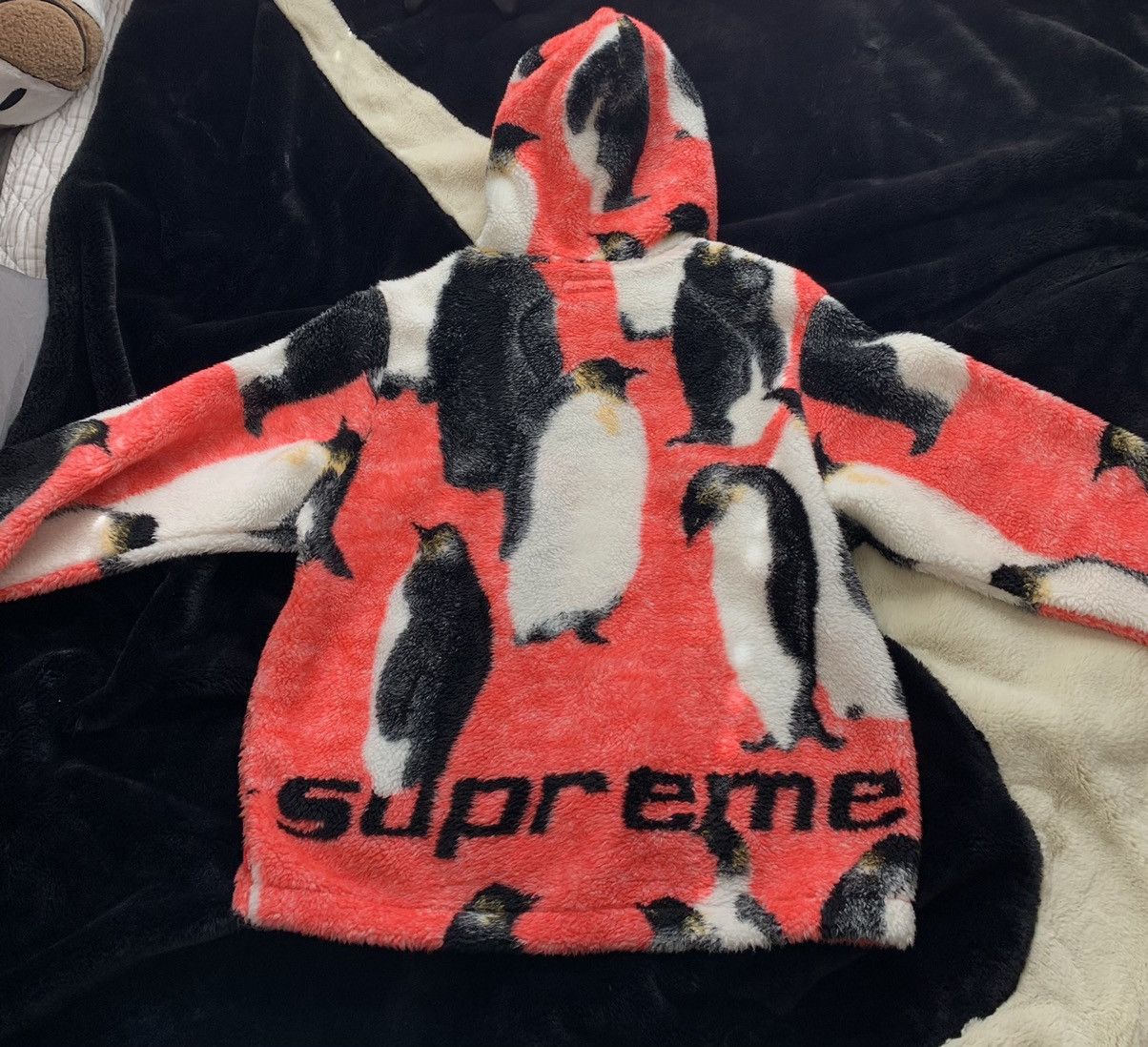 Supreme Supreme Penguins Hooded Fleece Jacket Hoodie Pink | Grailed