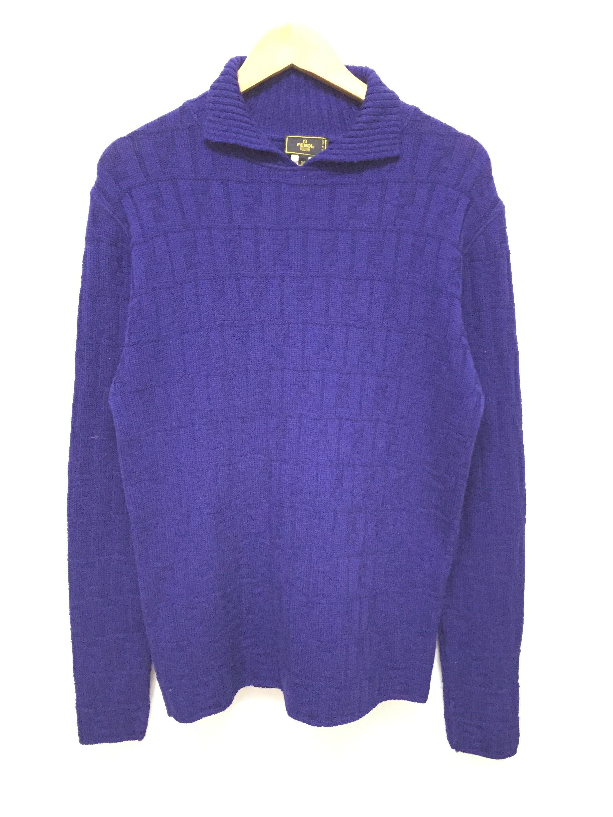Fendi 90's FENDI Blue Monogram Logo knit Size US M / EU 48-50 / 2 - 4 Thumbnail