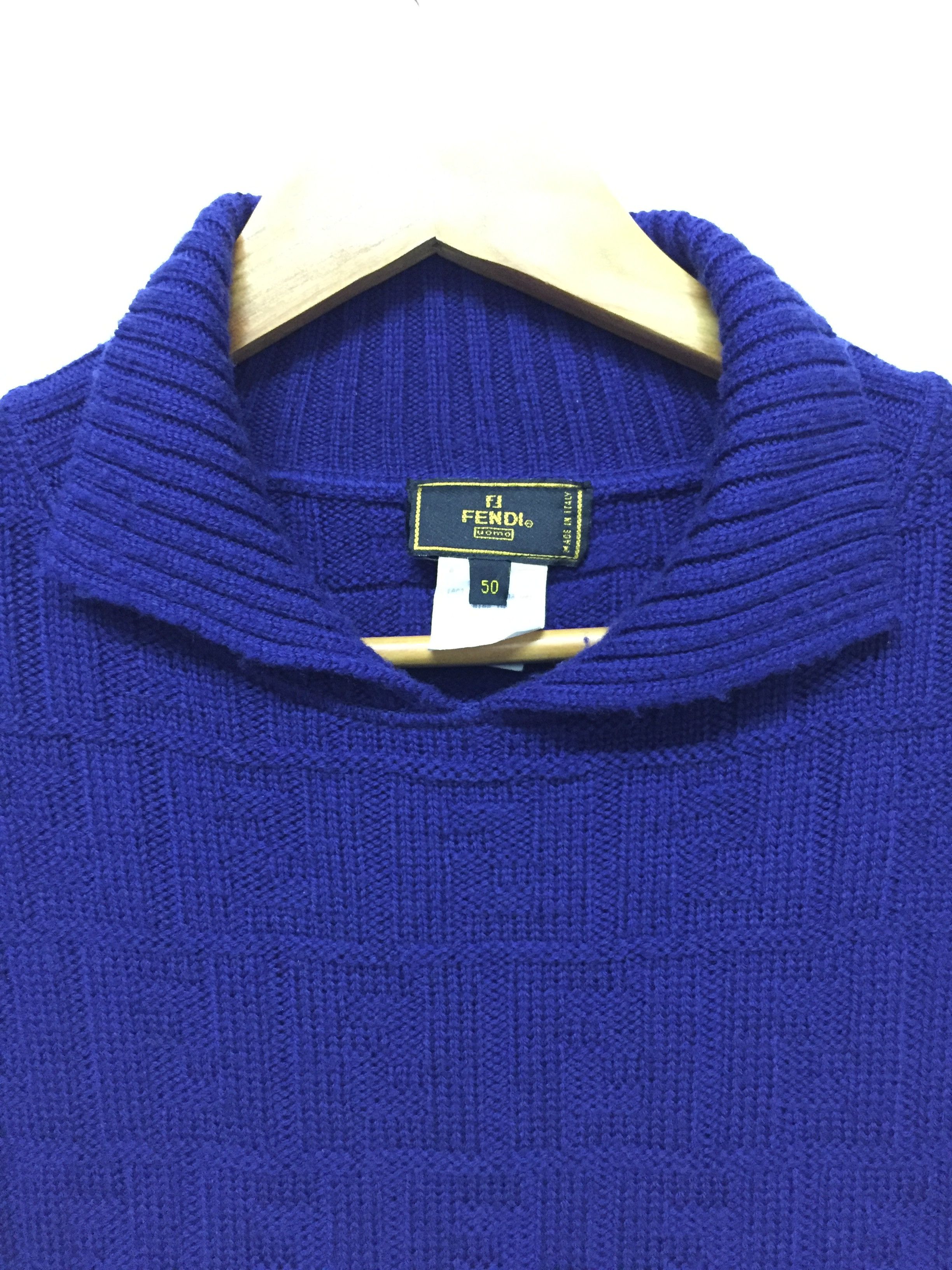 Fendi 90's FENDI Blue Monogram Logo knit Size US M / EU 48-50 / 2 - 11 Thumbnail