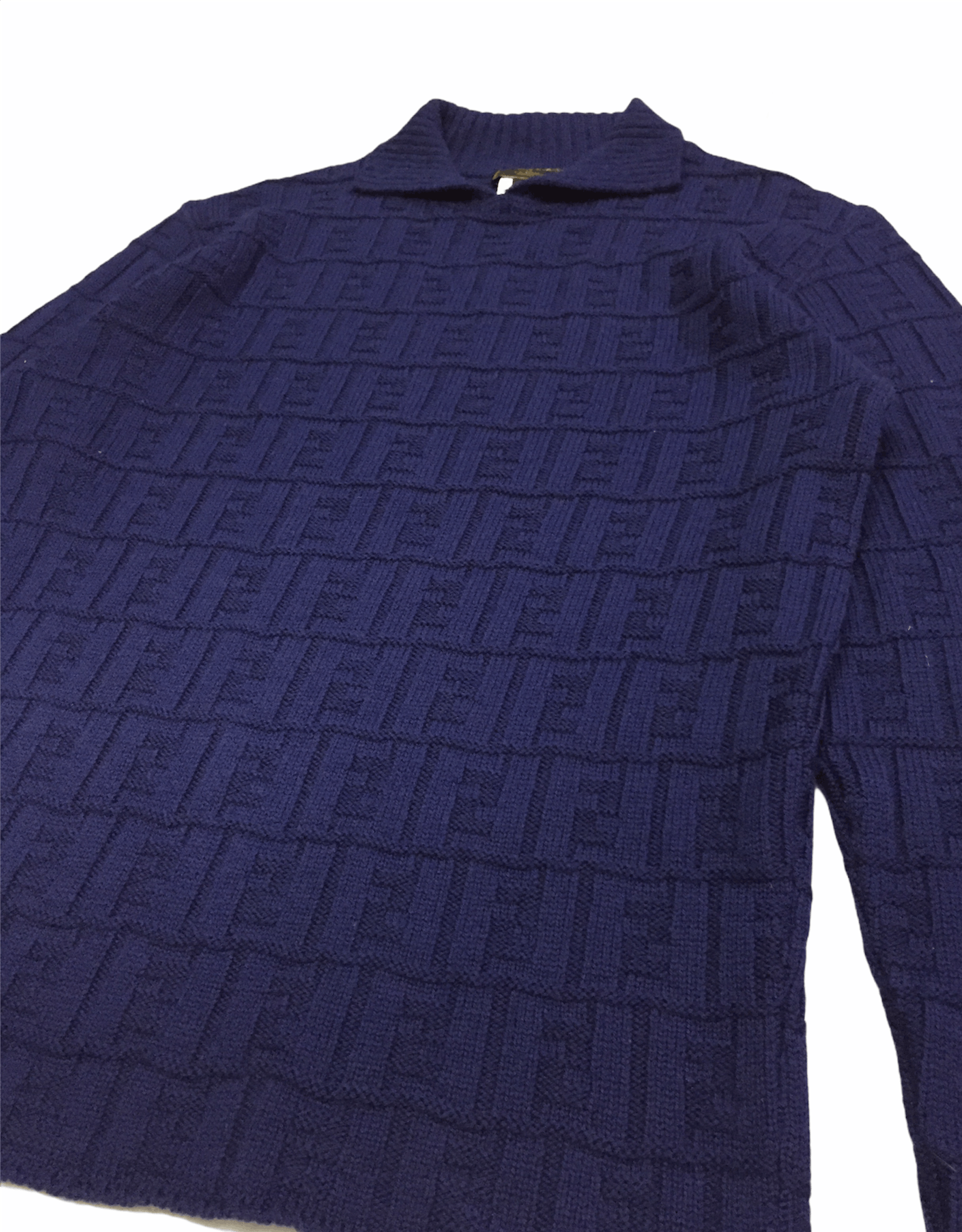 image of 90's Fendi Blue Monogram Logo Knit, Men's (Size Medium)