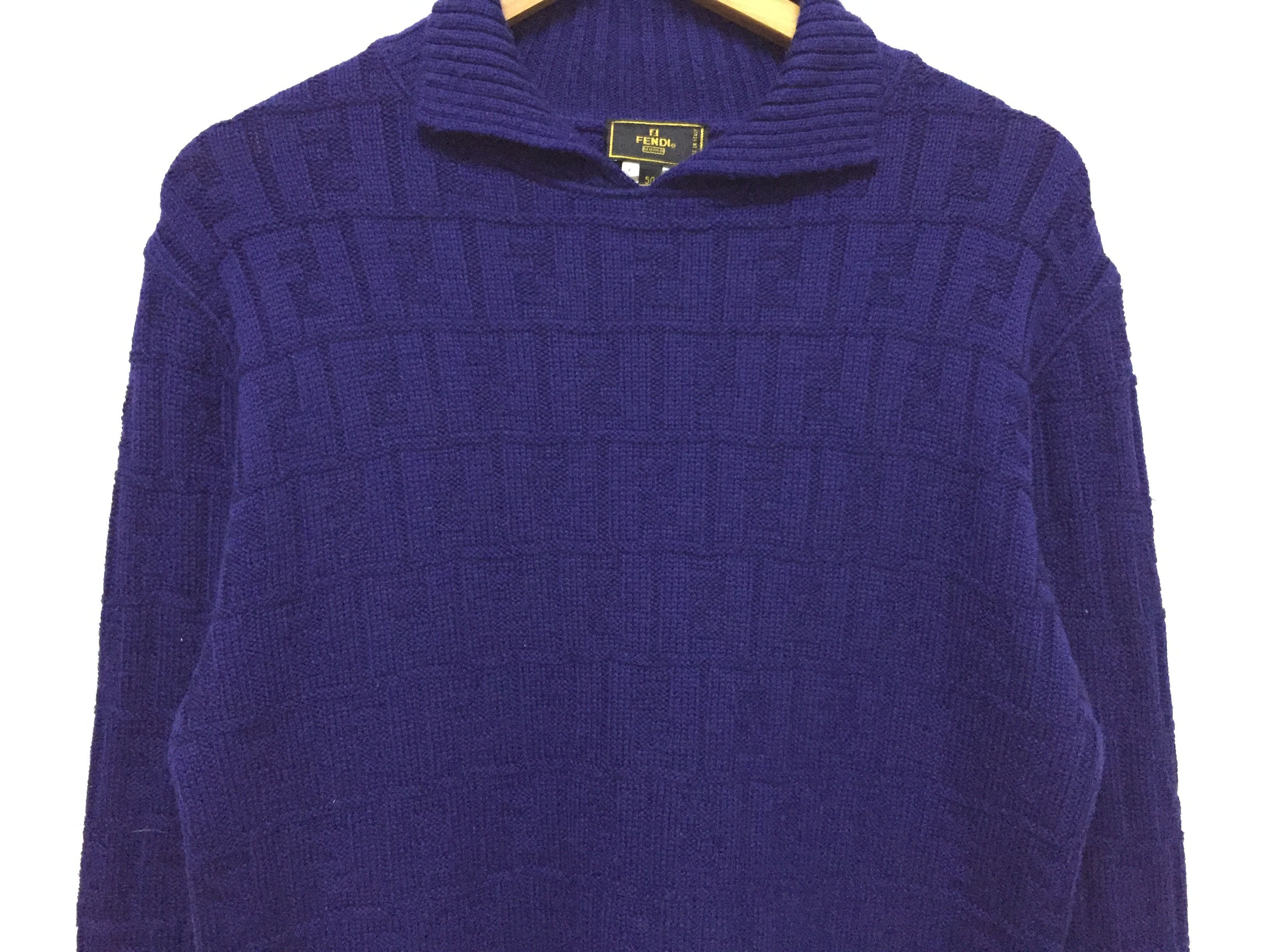 Fendi 90's FENDI Blue Monogram Logo knit Size US M / EU 48-50 / 2 - 5 Thumbnail