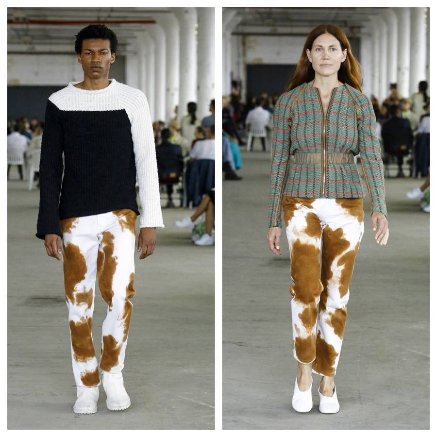 Eckhaus Latta Eckhaus Latta EL cow print denim jeans | Grailed