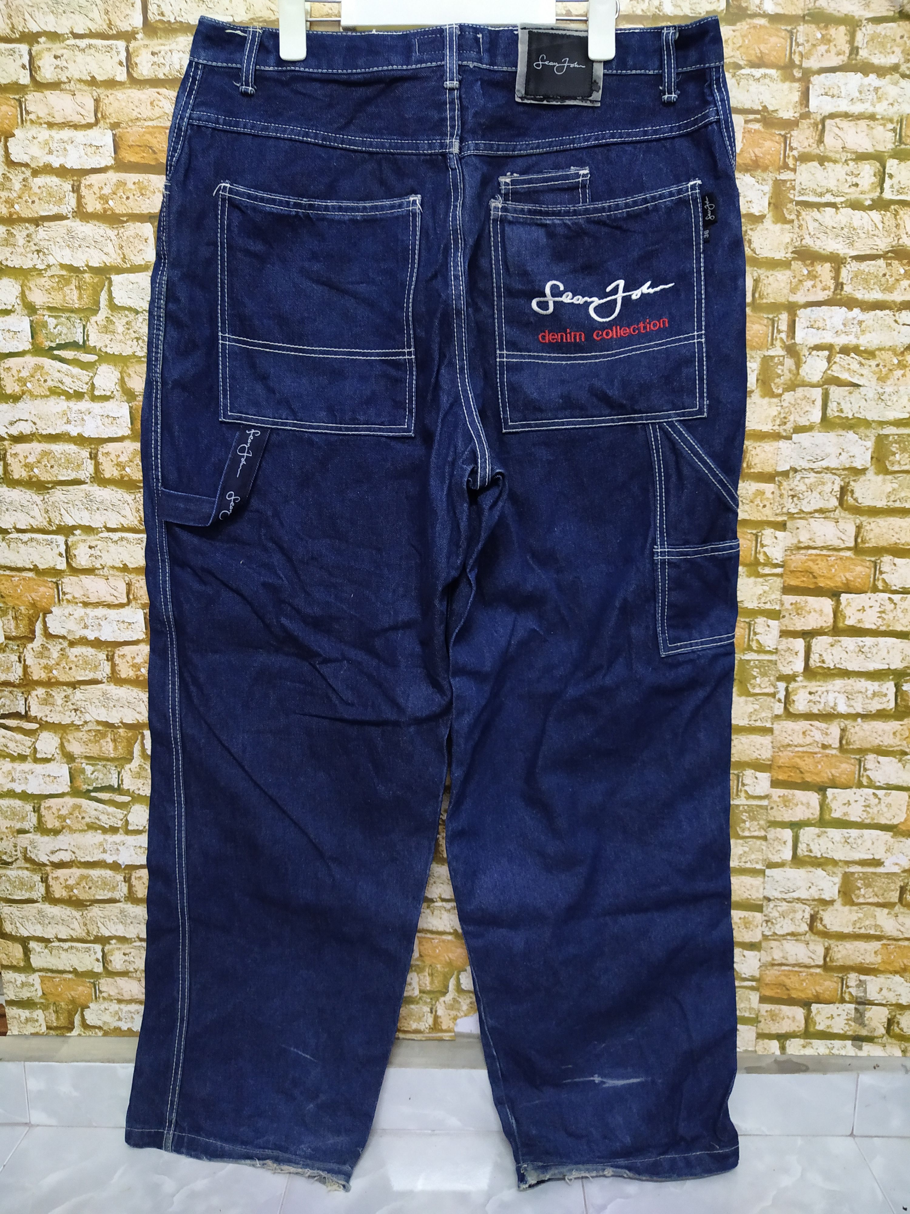 Sean John × Vintage 90s SEAN JOHN CARPENTER BAGGY DENIM (B876) Size US 37 - 1 Thumbnail