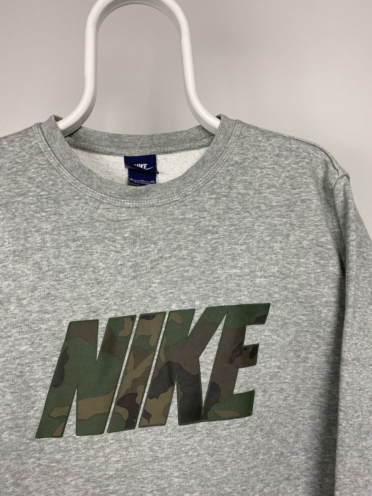 Nike × Vintage Nike spell out sweatshirt grey camo vintage style Size US XL / EU 56 / 4 - 2 Thumbnail