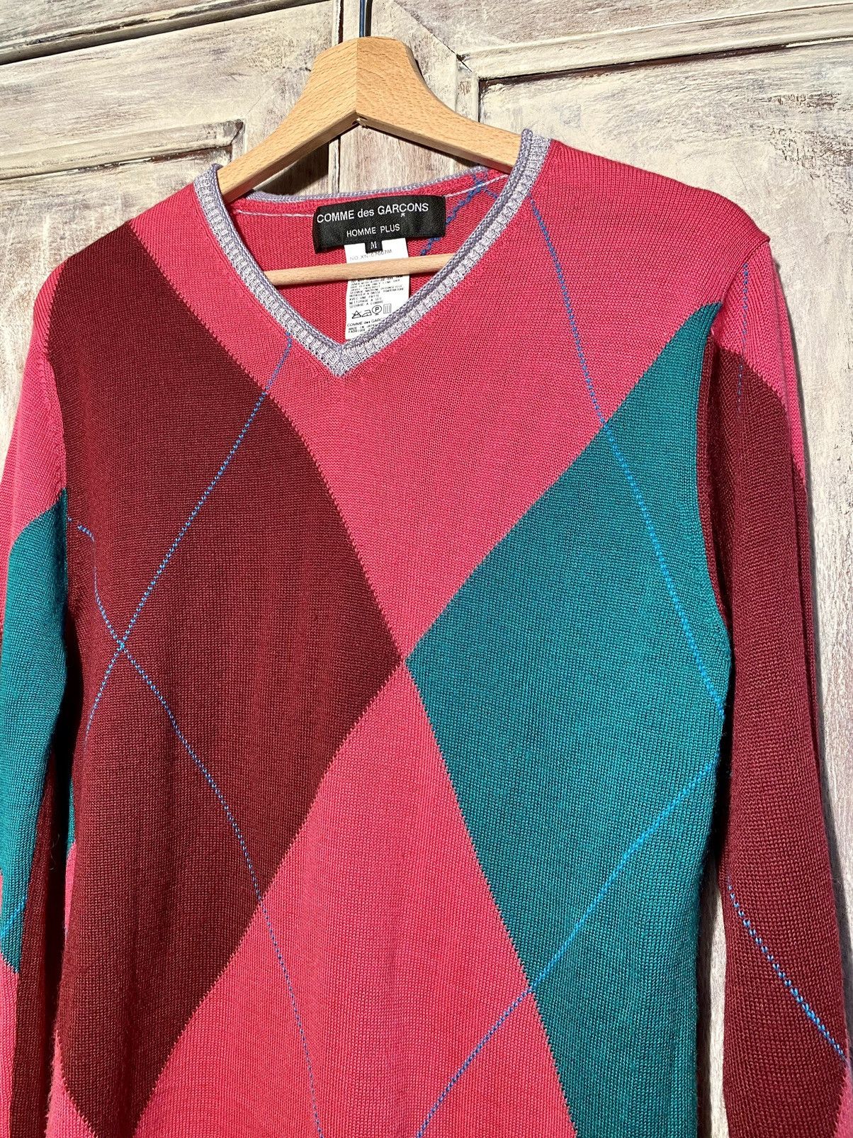 Comme des Garcons Comme des garçons homme plus M fuchsia argyle printed knit Size US M / EU 48-50 / 2 - 2 Thumbnail