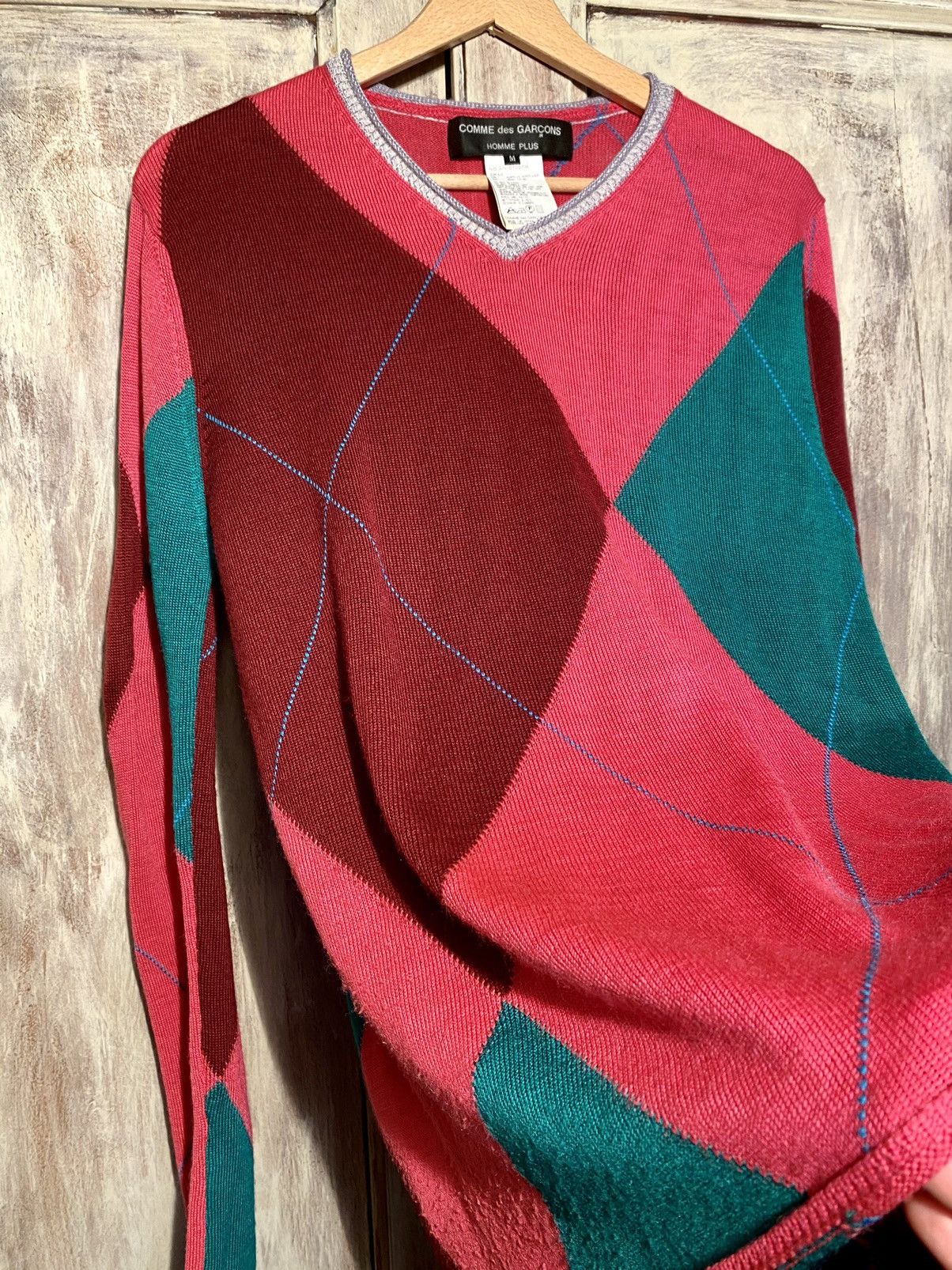 Comme des Garcons Comme des garçons homme plus M fuchsia argyle printed knit Size US M / EU 48-50 / 2 - 8 Thumbnail