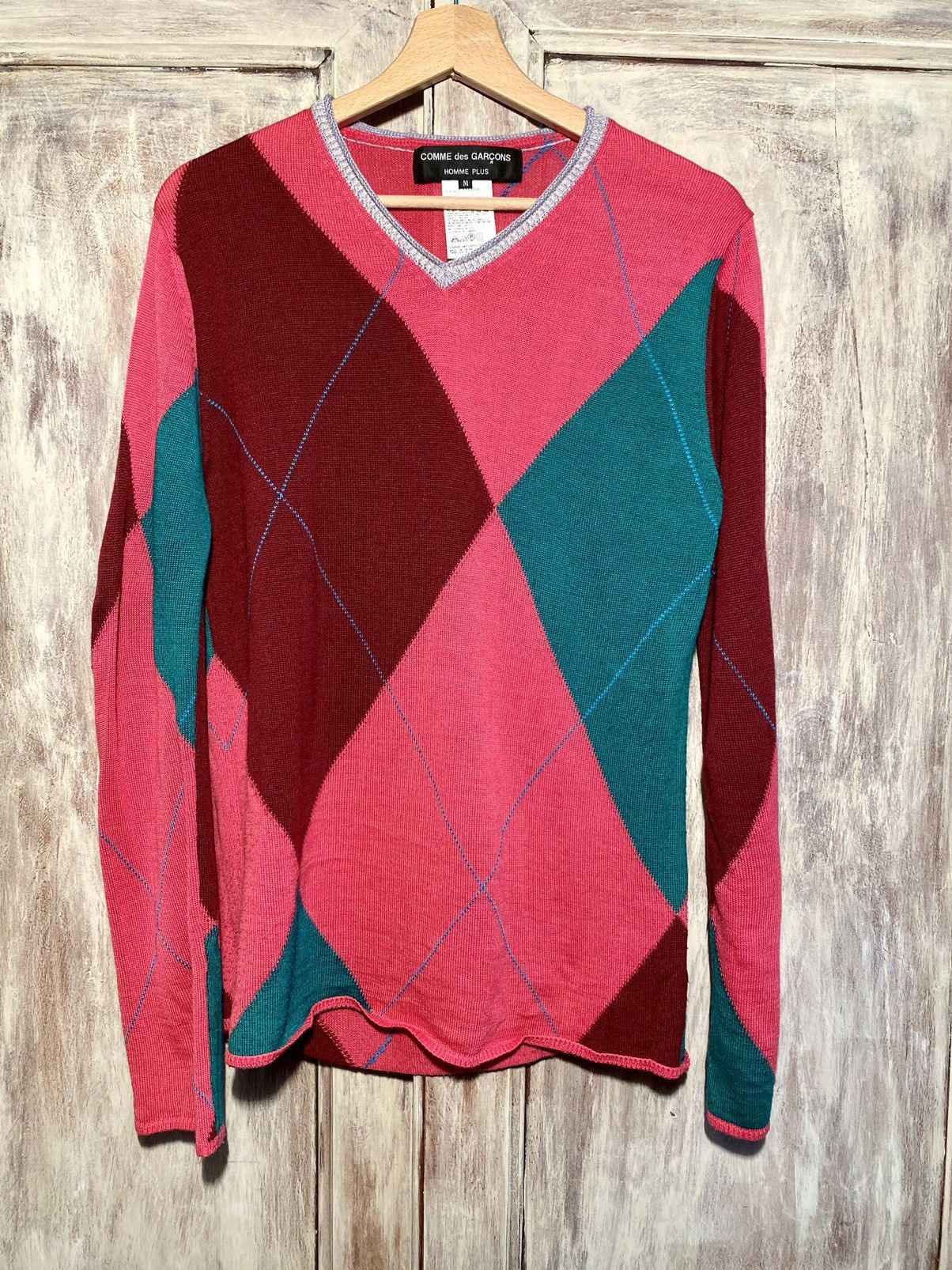 Comme des Garcons Comme des garçons homme plus M fuchsia argyle printed knit Size US M / EU 48-50 / 2 - 1 Thumbnail