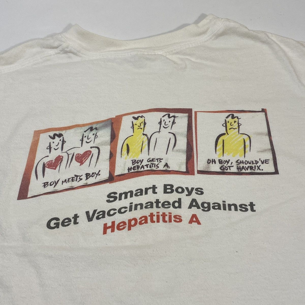 image of Art x Vintage Havrix Hepatitis A Vaccine Tee Shirt in White, Men's (Size XL)