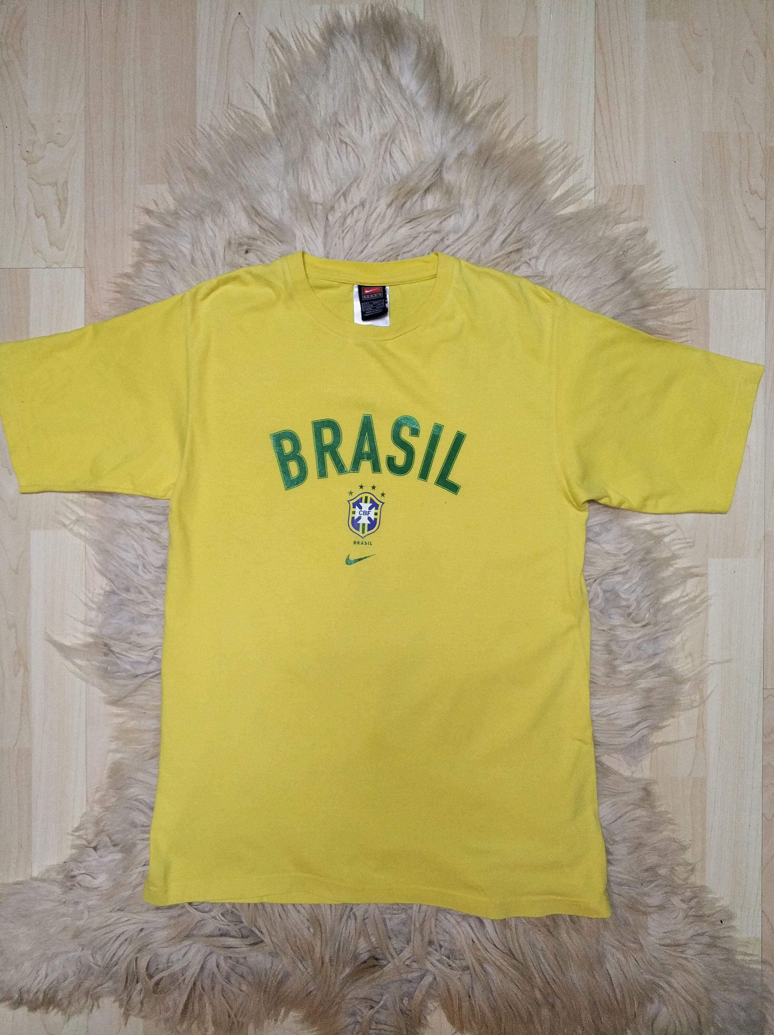 90s Nike Brazil Roberto Carlos T-Shirt Yellow XL