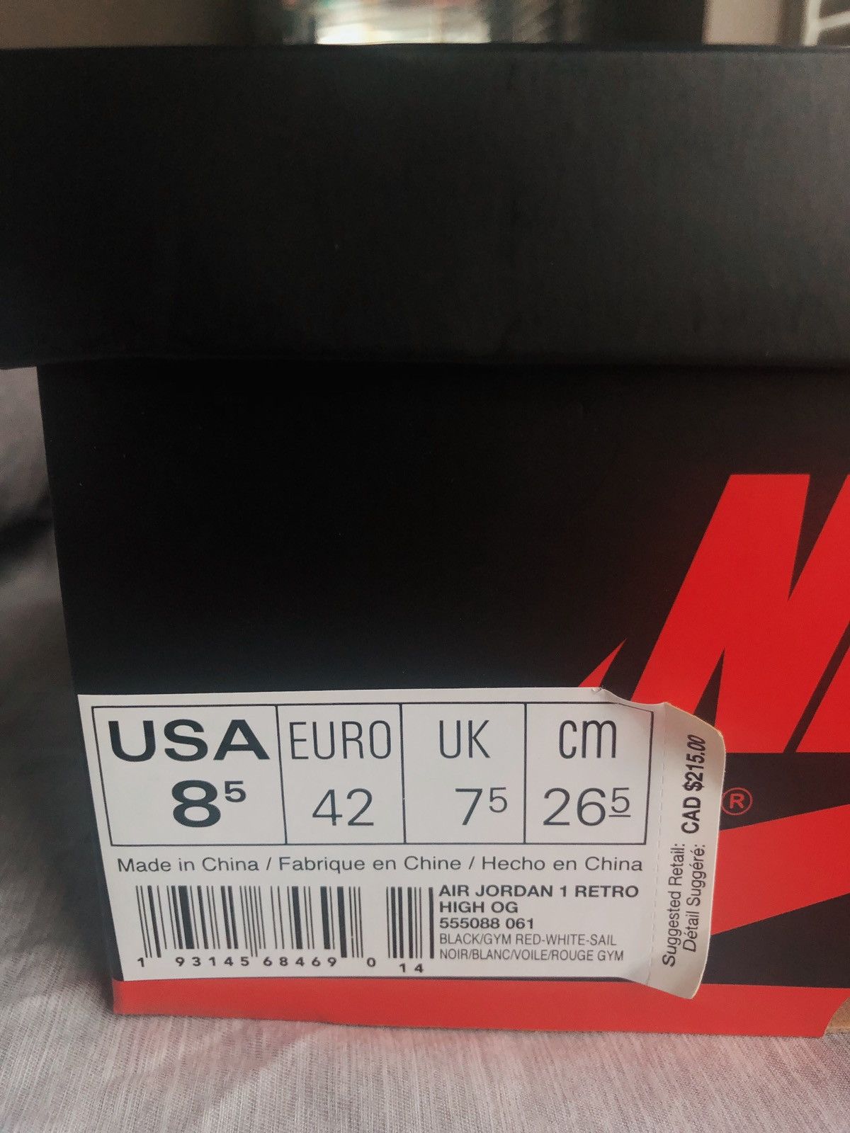 Nike Air Jordan 1 High OG (Gym Red) Size US 8.5 / EU 41-42 - 9 Thumbnail