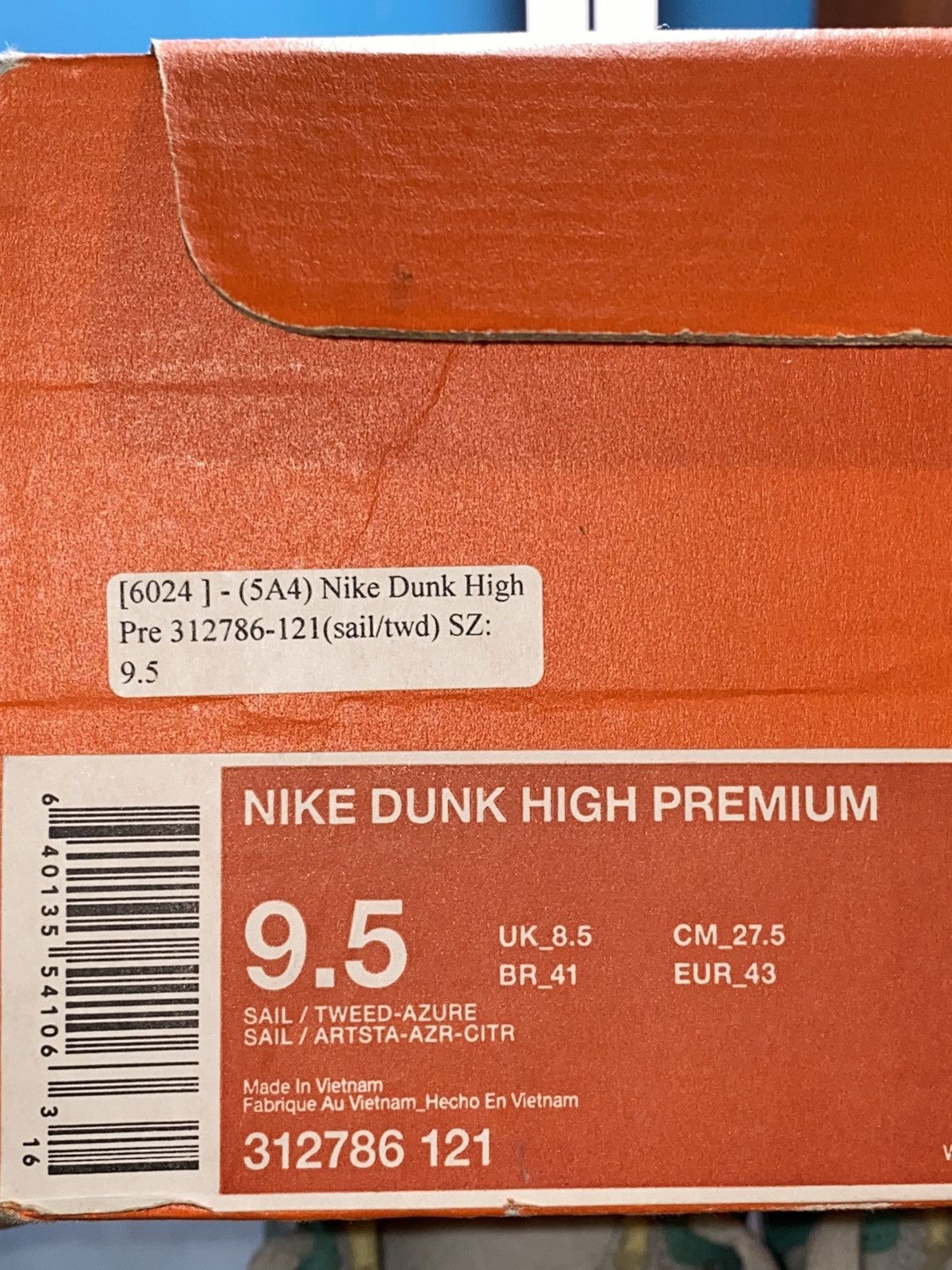 Nike Dunk High Premium Sail | Tweed-Azure Size US 9.5 / EU 42-43 - 5 Thumbnail