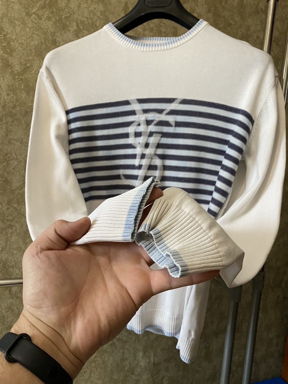 Vintage × Yves Saint Laurent Yves Saint Laurent Knitwear Sweater Big Logo Size US M / EU 48-50 / 2 - 3 Thumbnail