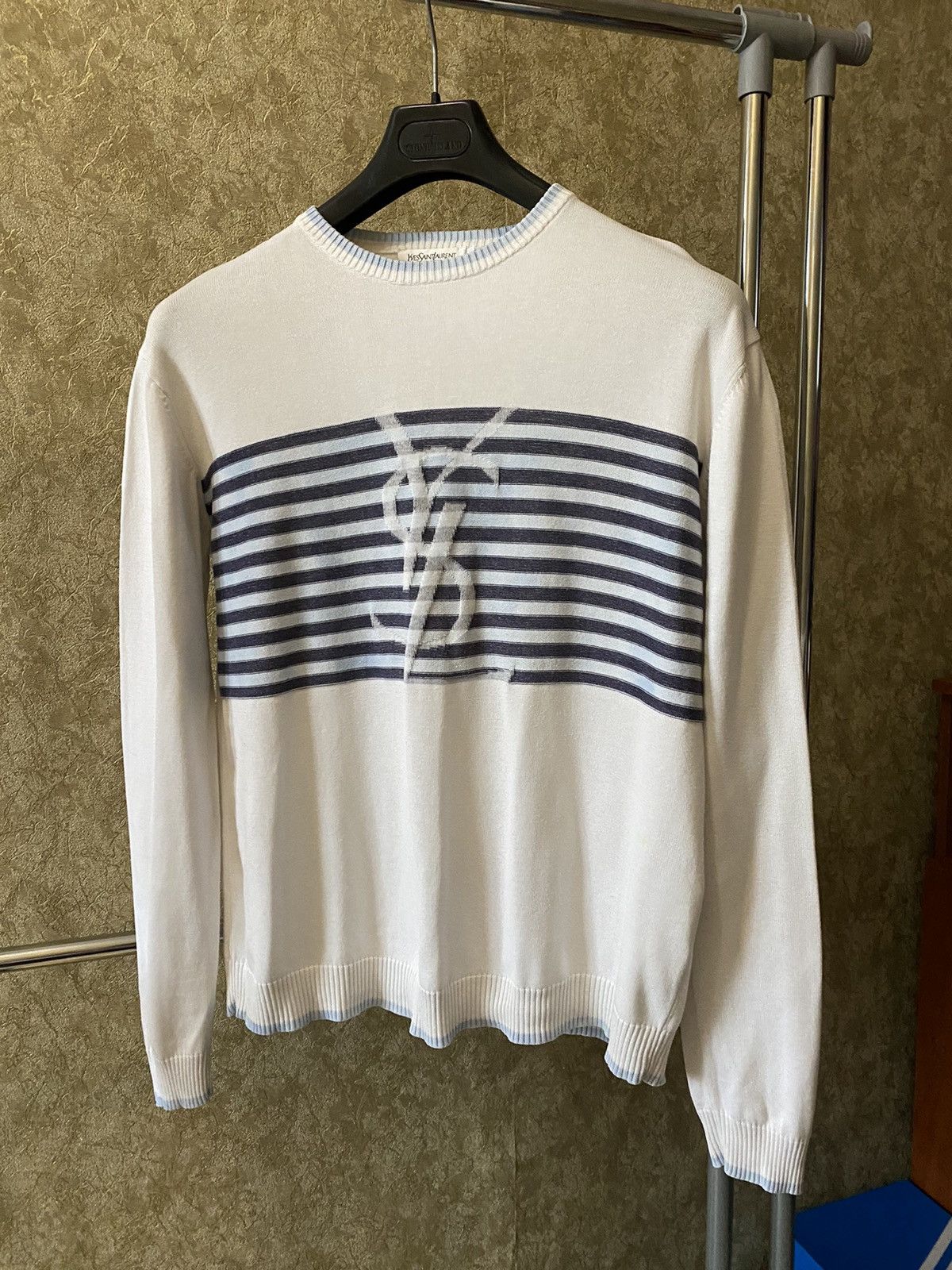 Vintage × Yves Saint Laurent Yves Saint Laurent Knitwear Sweater Big Logo Size US M / EU 48-50 / 2 - 1 Thumbnail