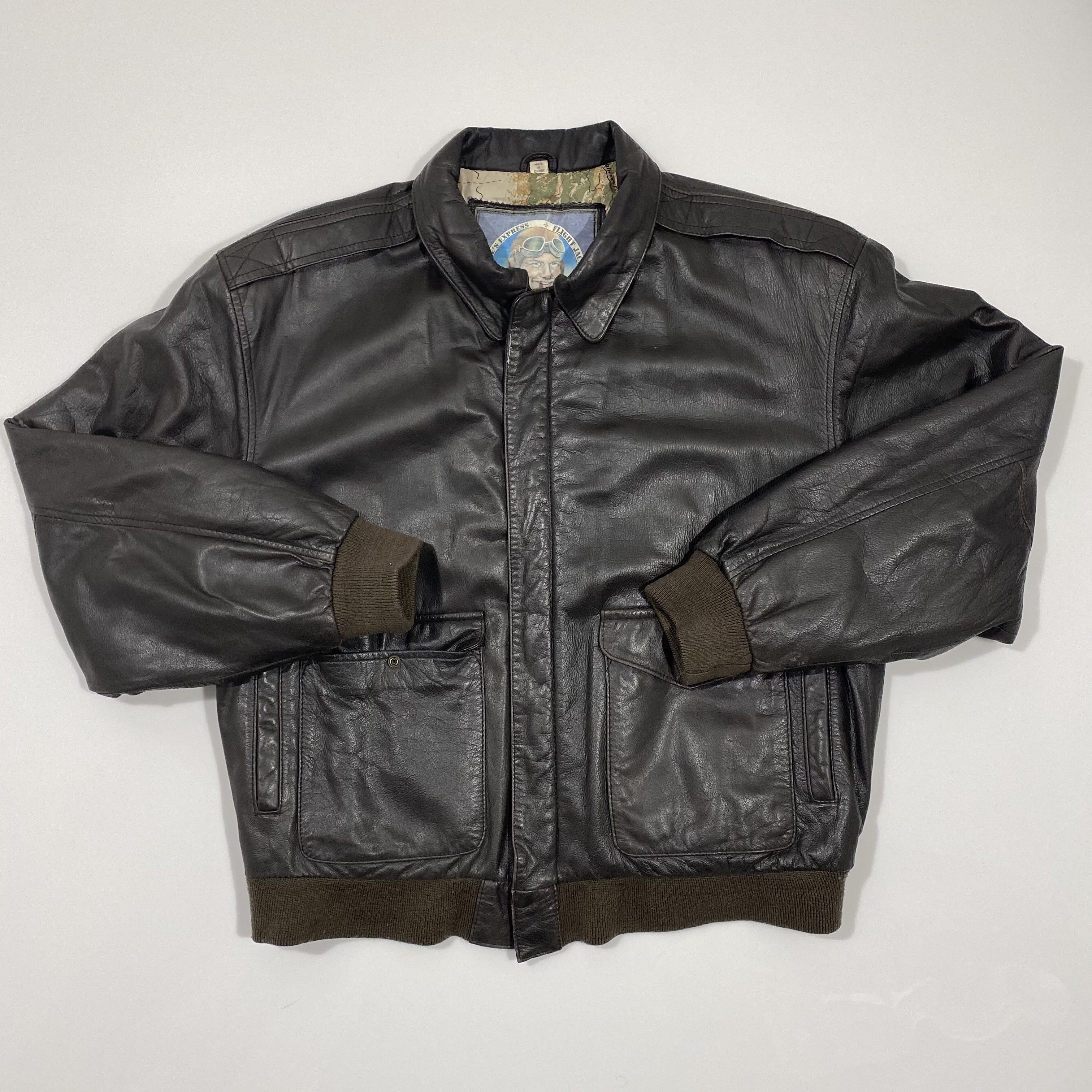 Vintage Map Lined Smooth and Soft Leather Jacket