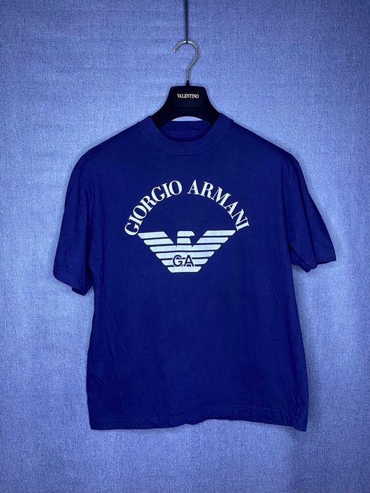 Vintage Giorgio Armani vintage big logo 80s t shirt | Grailed