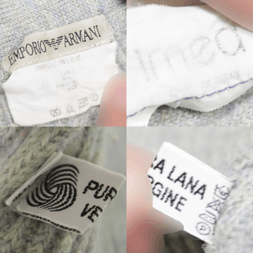 Emporio Armani 90S Big Logo Wool Ribbed Sweater Vintage Size US S / EU 44-46 / 1 - 10 Thumbnail