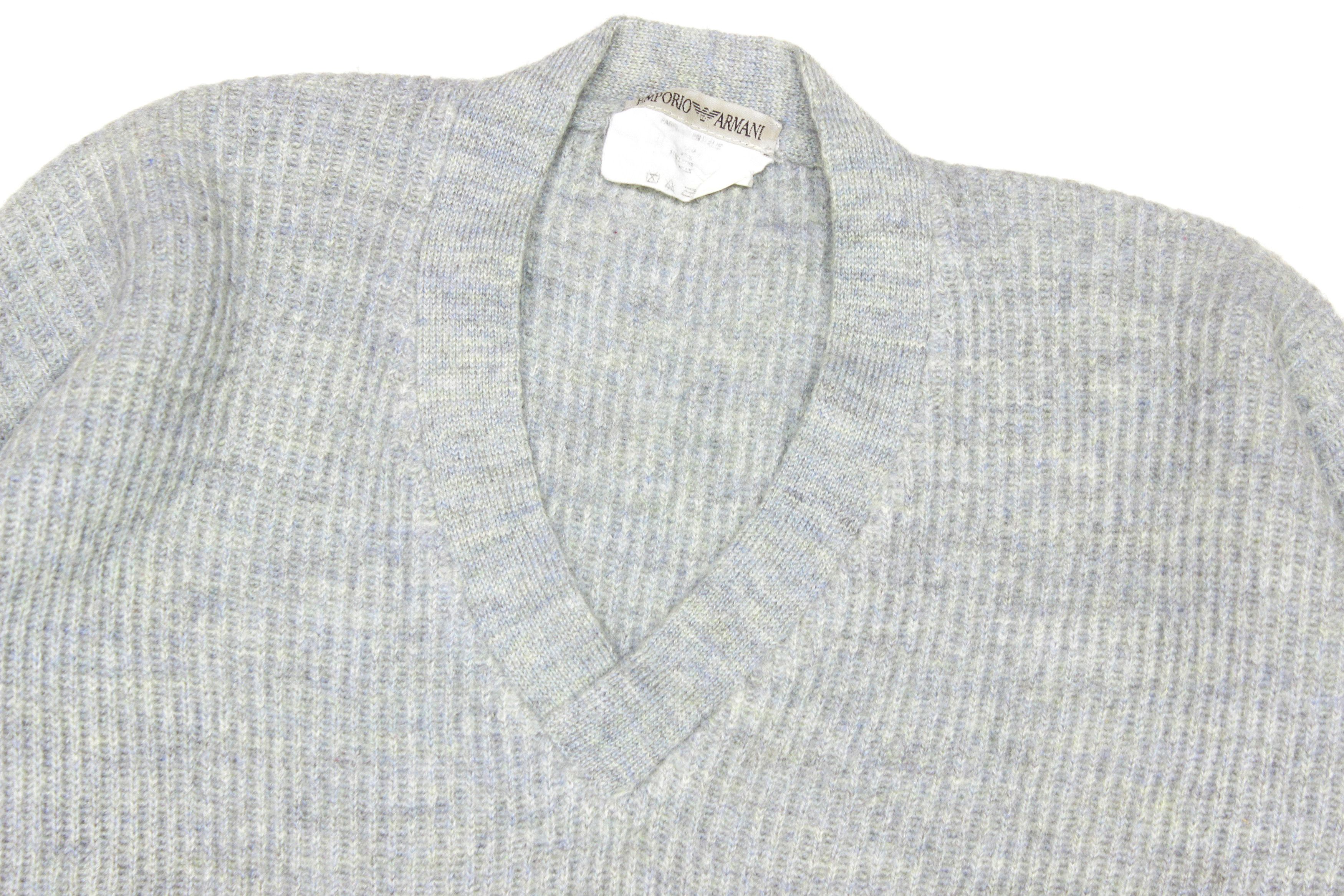 Emporio Armani 90S Big Logo Wool Ribbed Sweater Vintage Size US S / EU 44-46 / 1 - 4 Thumbnail