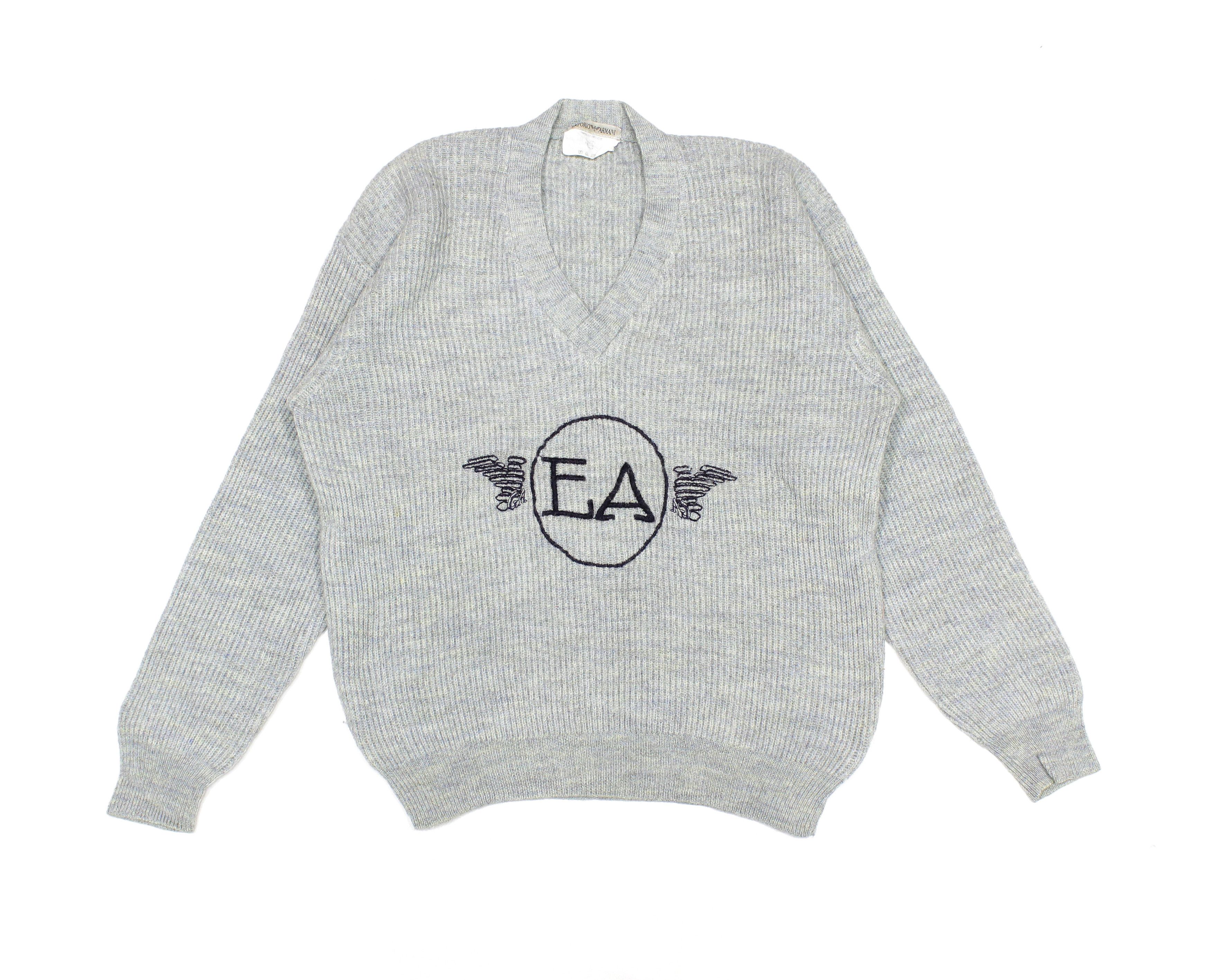 Emporio Armani 90S Big Logo Wool Ribbed Sweater Vintage Size US S / EU 44-46 / 1 - 1 Thumbnail