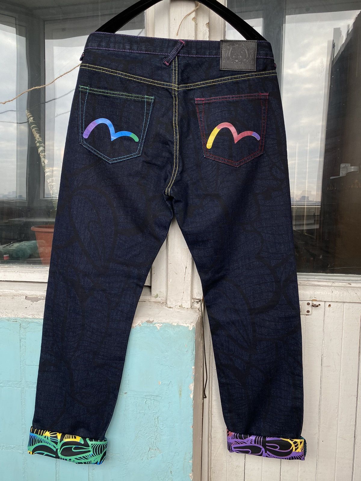 Evisu × Vintage Evisu x Insa Daicock Rainbow Paint Raw Japan Jeans 