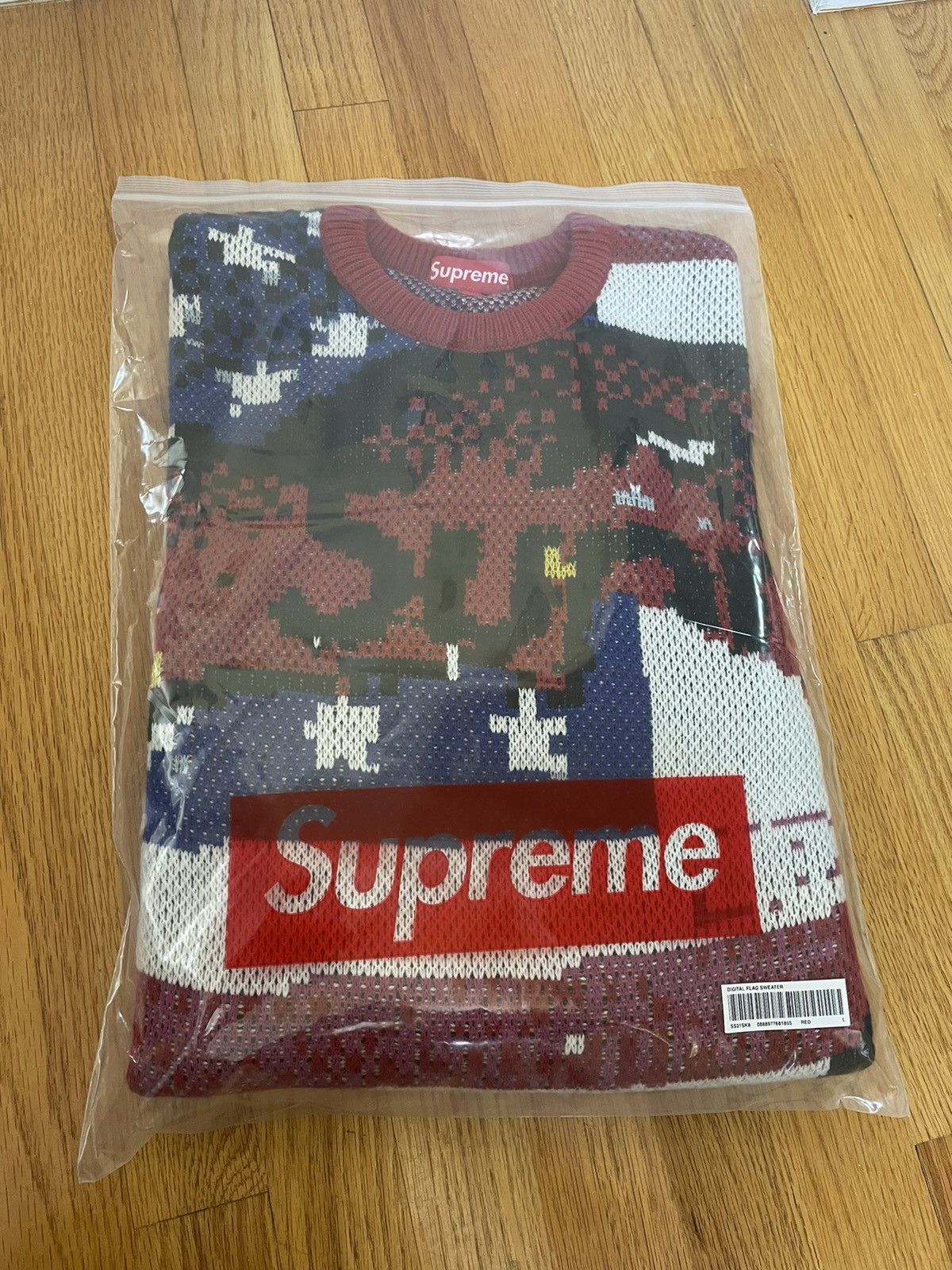 Supreme Supreme Digital Flag Sweater SS21 Red Size Large | Grailed