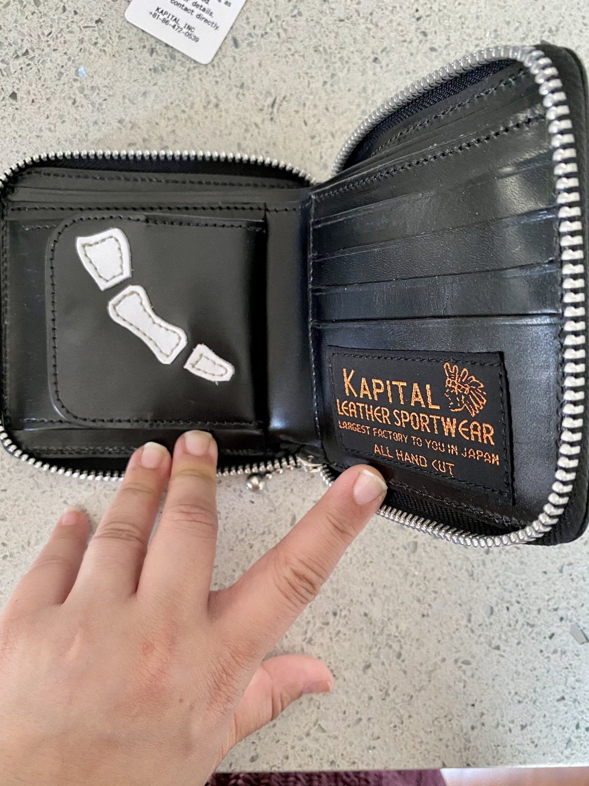Kapital Kountry Black Bone Zip Leather wallet