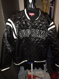 Supreme Supreme Quilted Satin Varsity Jacket | Grailed