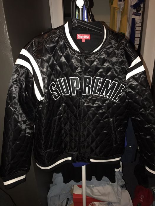 Supreme quilted store satin varsity jacket