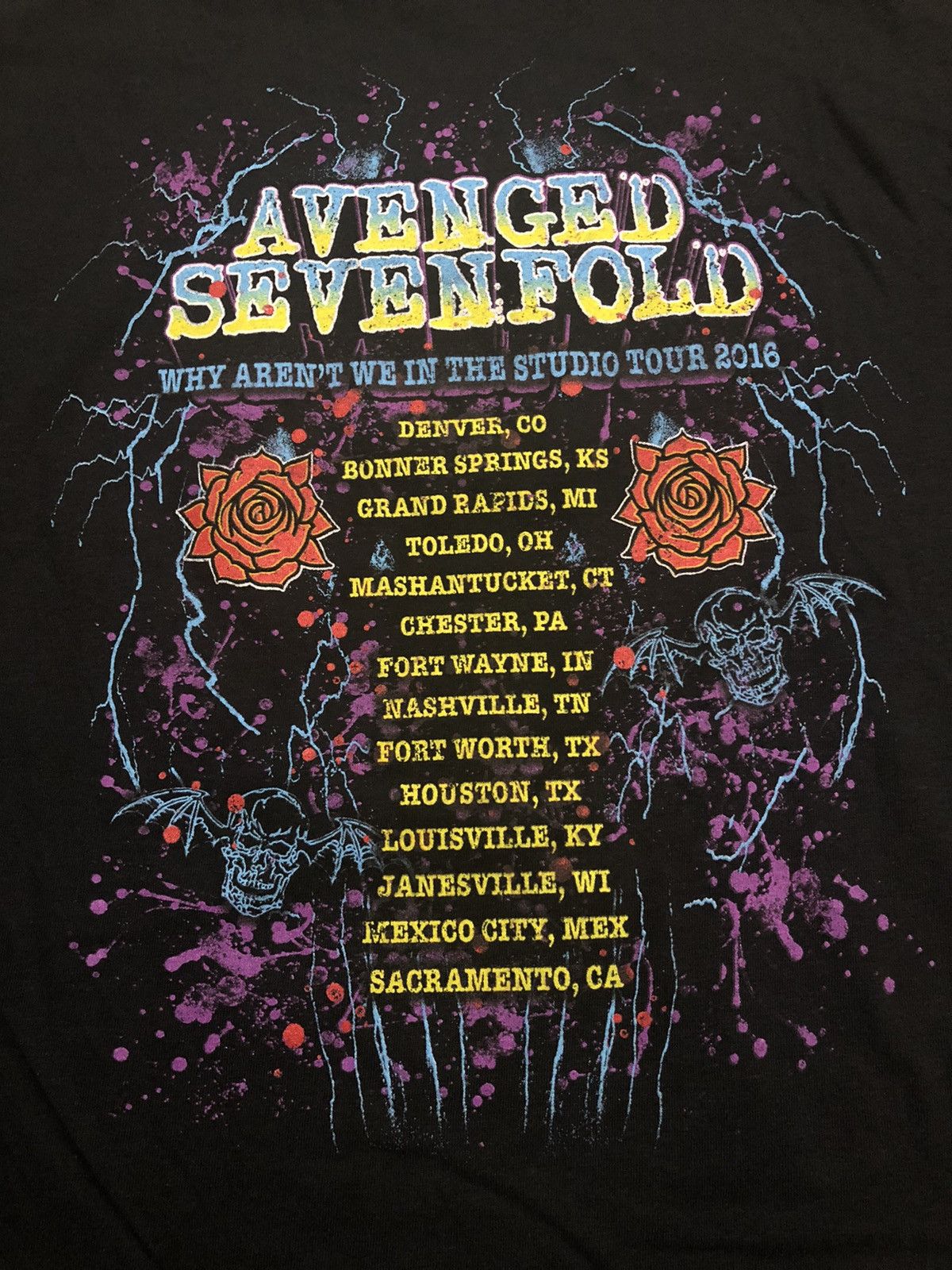 Band Tees Avenged Sevenfold Tour Black Tee Shirt Size XS Size US XS / EU 42 / 0 - 4 Thumbnail