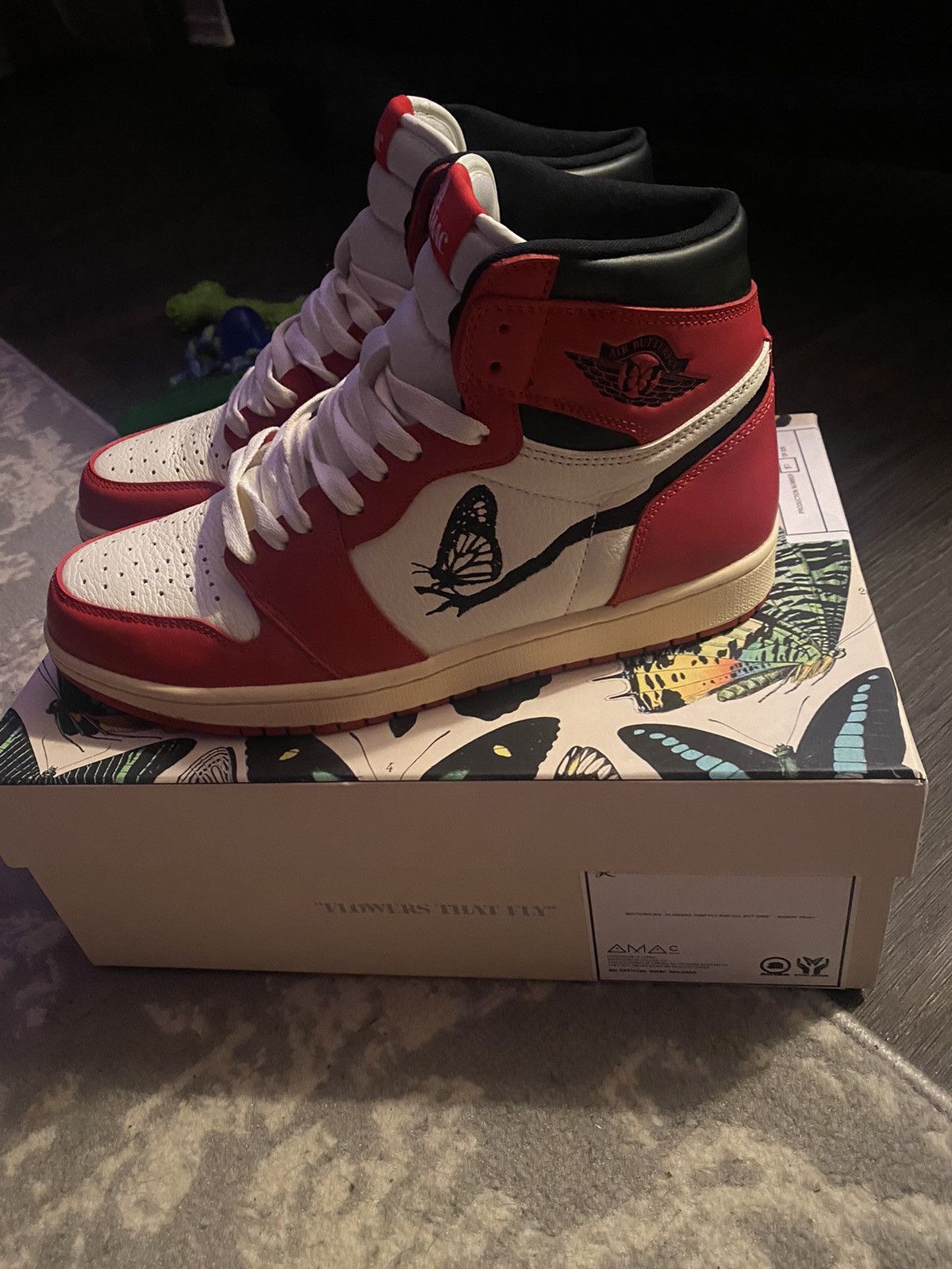 Amac AMAC Jordan 1 High CUSTOM Butterfly High Chicago | Grailed