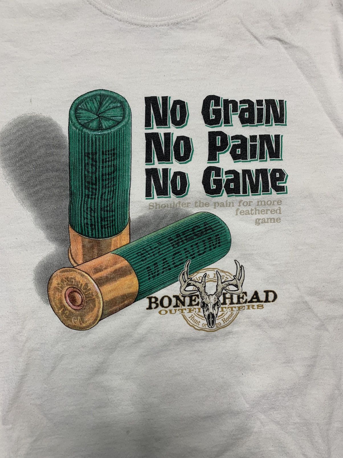 Vintage Vintage White Shotgun Shell T Shirt No Grain No Pain No Gain Size US L / EU 52-54 / 3 - 3 Thumbnail