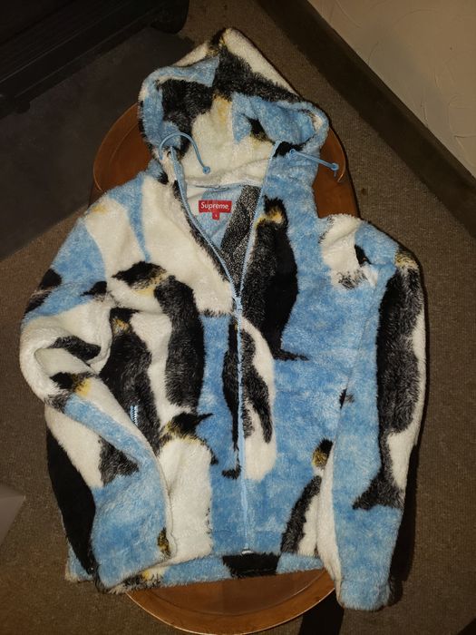 Supreme Supreme Penguins Hooded Fleece Jacket Blue small | Grailed