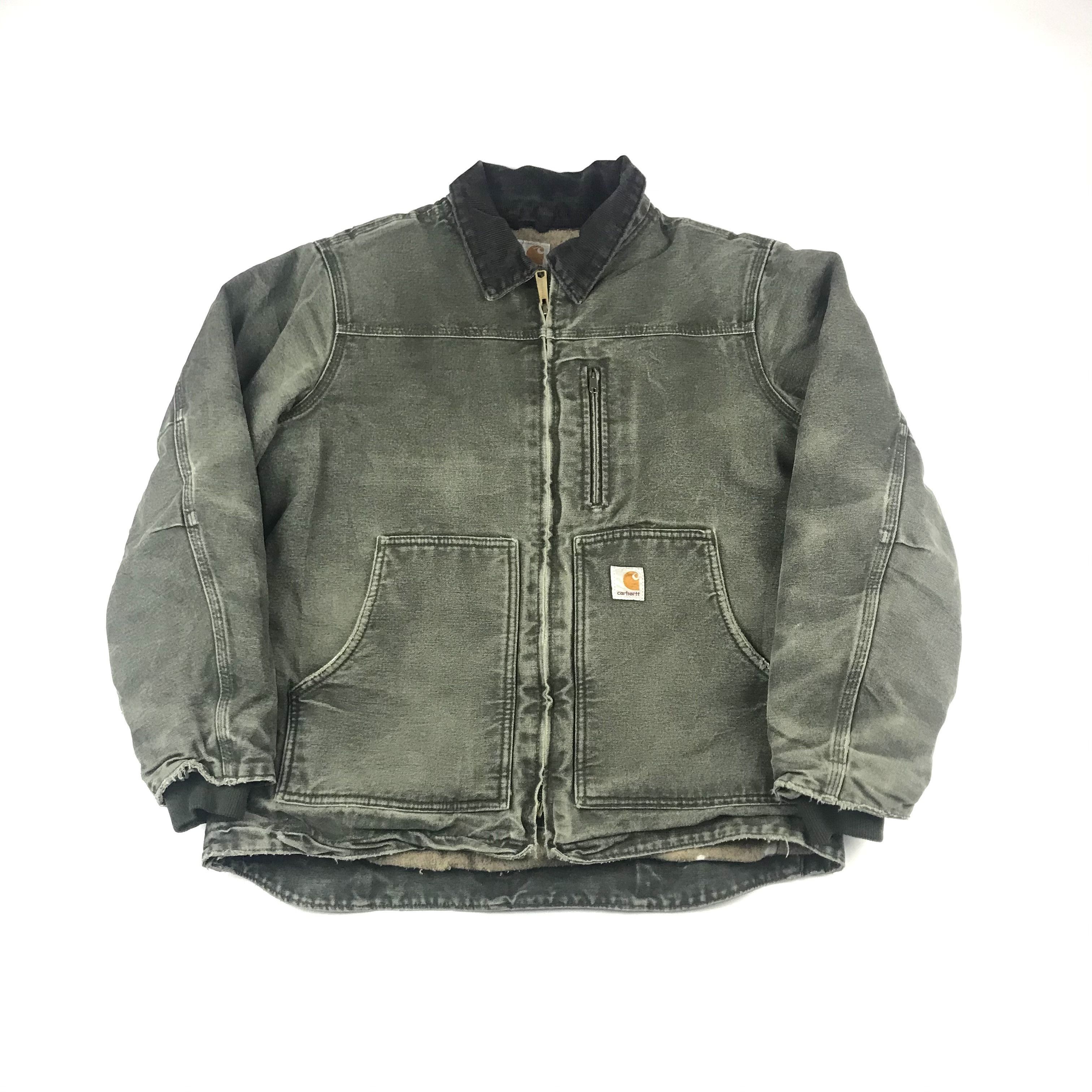 Carhartt × Vintage INSANE Vintage CARHARTT Faded Olive Jacket w Corduroy Collar Size US M / EU 48-50 / 2 - 1 Thumbnail