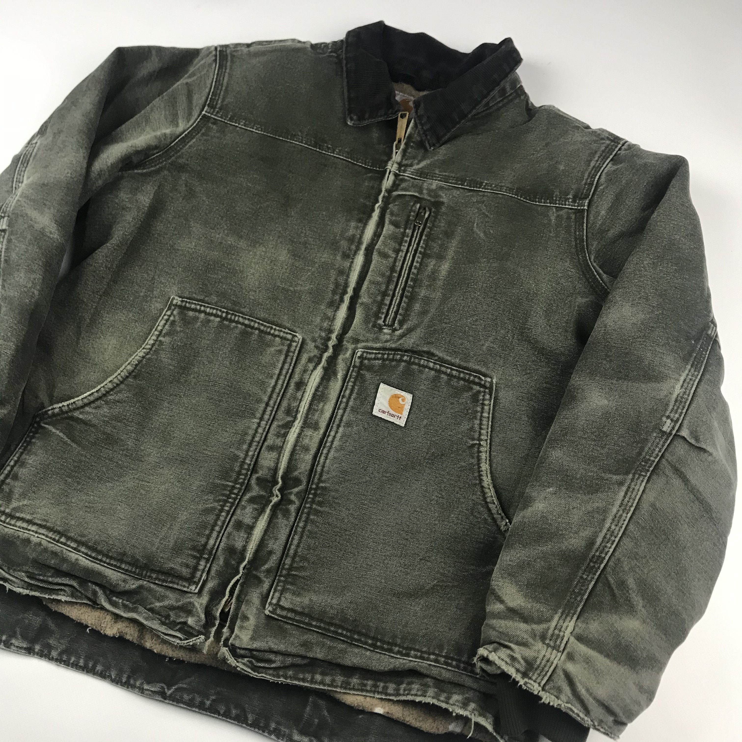 Carhartt × Vintage INSANE Vintage CARHARTT Faded Olive Jacket w Corduroy Collar Size US M / EU 48-50 / 2 - 2 Thumbnail