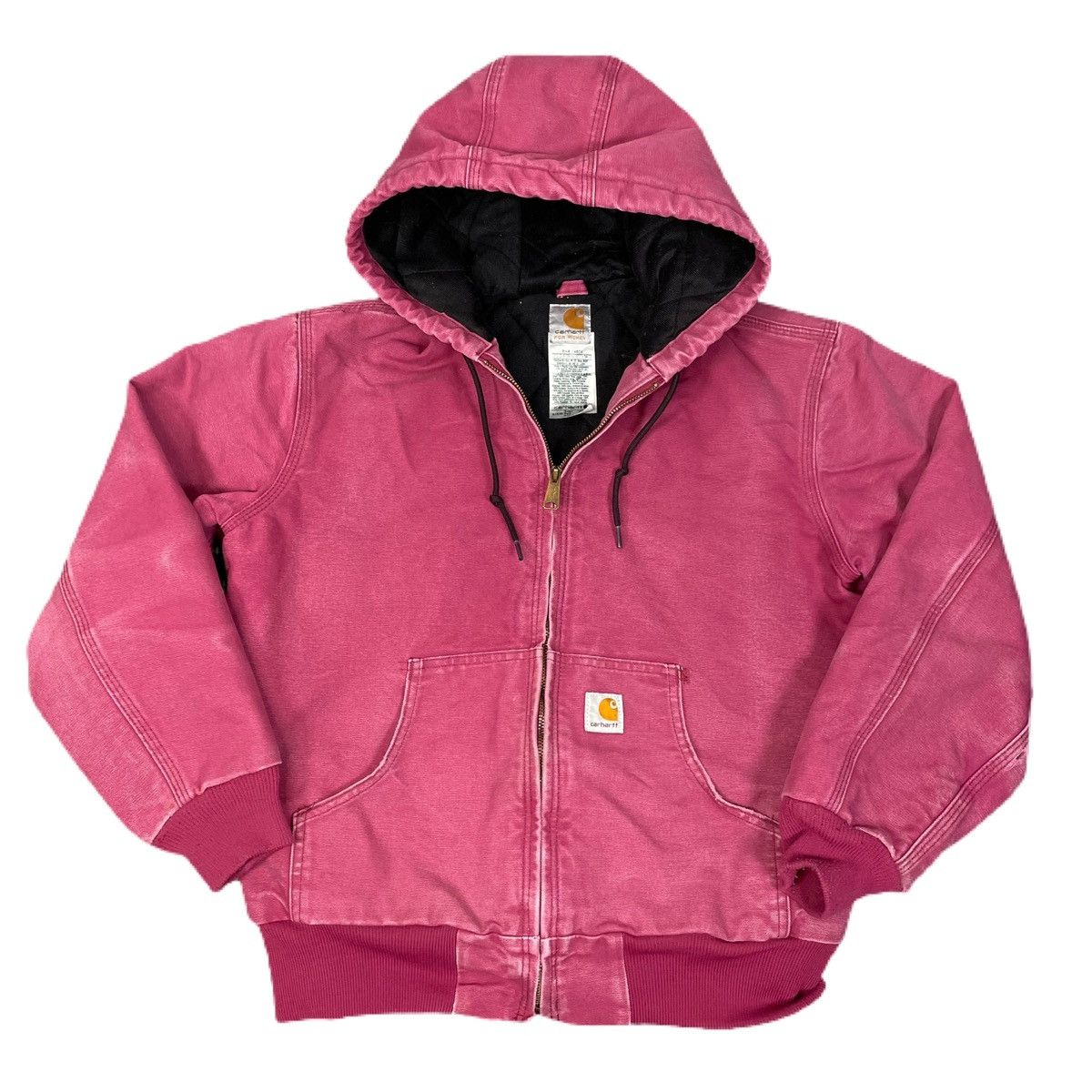 Vintage Carhartt salmon pink women’s zip-up workwear hooded jacket ...