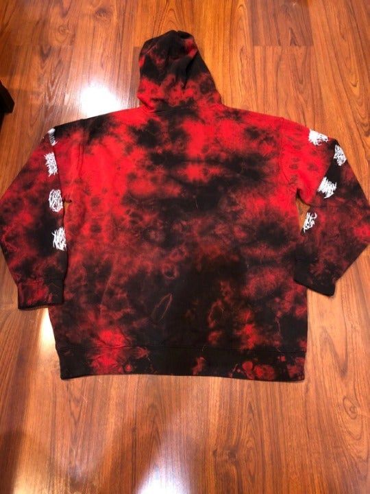 Lurking class by sketchy tank branch logo red tie dye hoodie hotsell