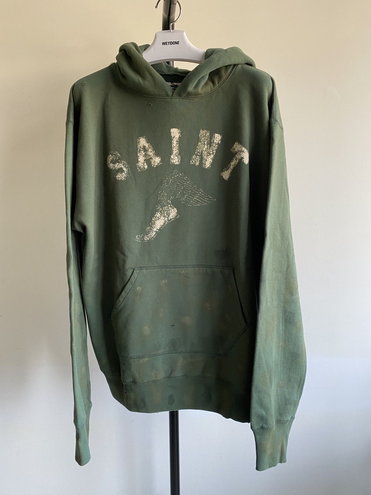 READYMADE Saint Michael army green aged hoodie L | Grailed