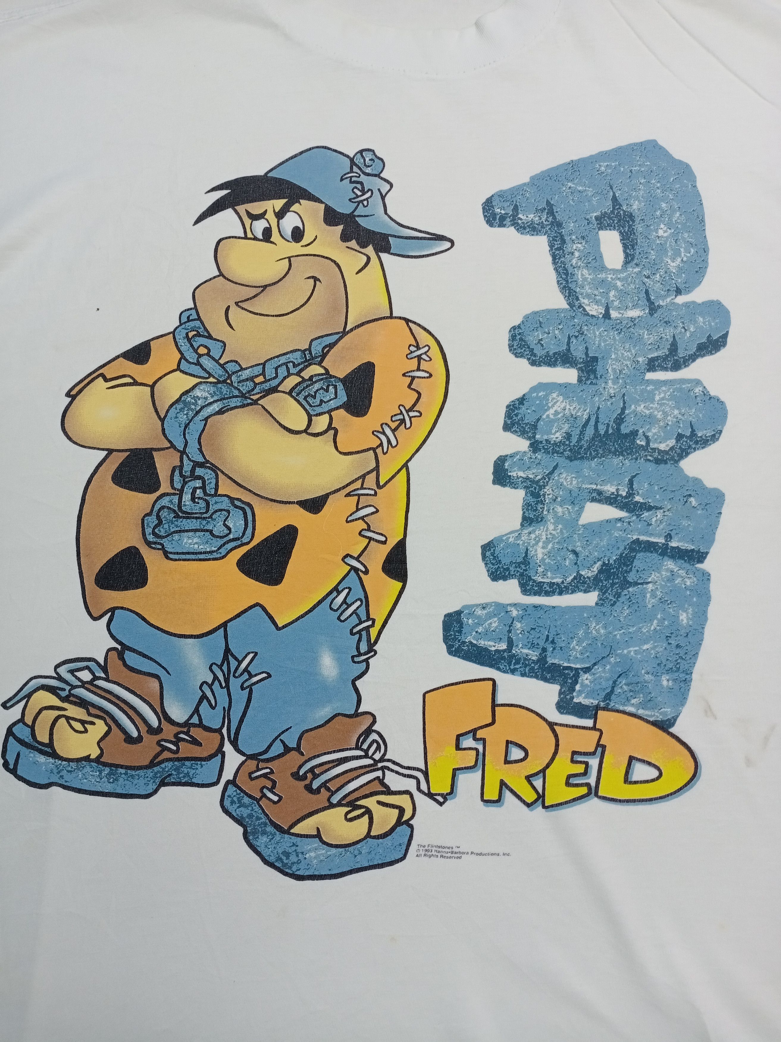 Cartoon Network × Vintage Vintage 1993 The Flintstones Phat Fred Cartoon T-shirt Size US XL / EU 56 / 4 - 4 Thumbnail