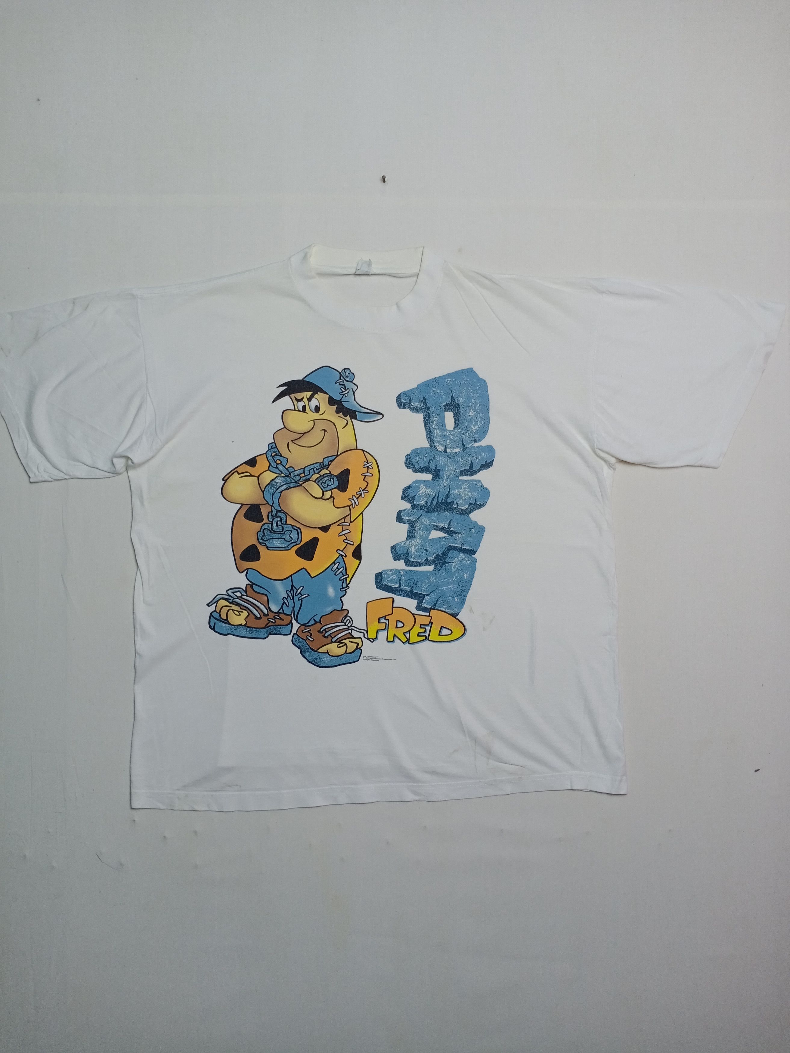Cartoon Network × Vintage Vintage 1993 The Flintstones Phat Fred Cartoon T-shirt Size US XL / EU 56 / 4 - 1 Thumbnail