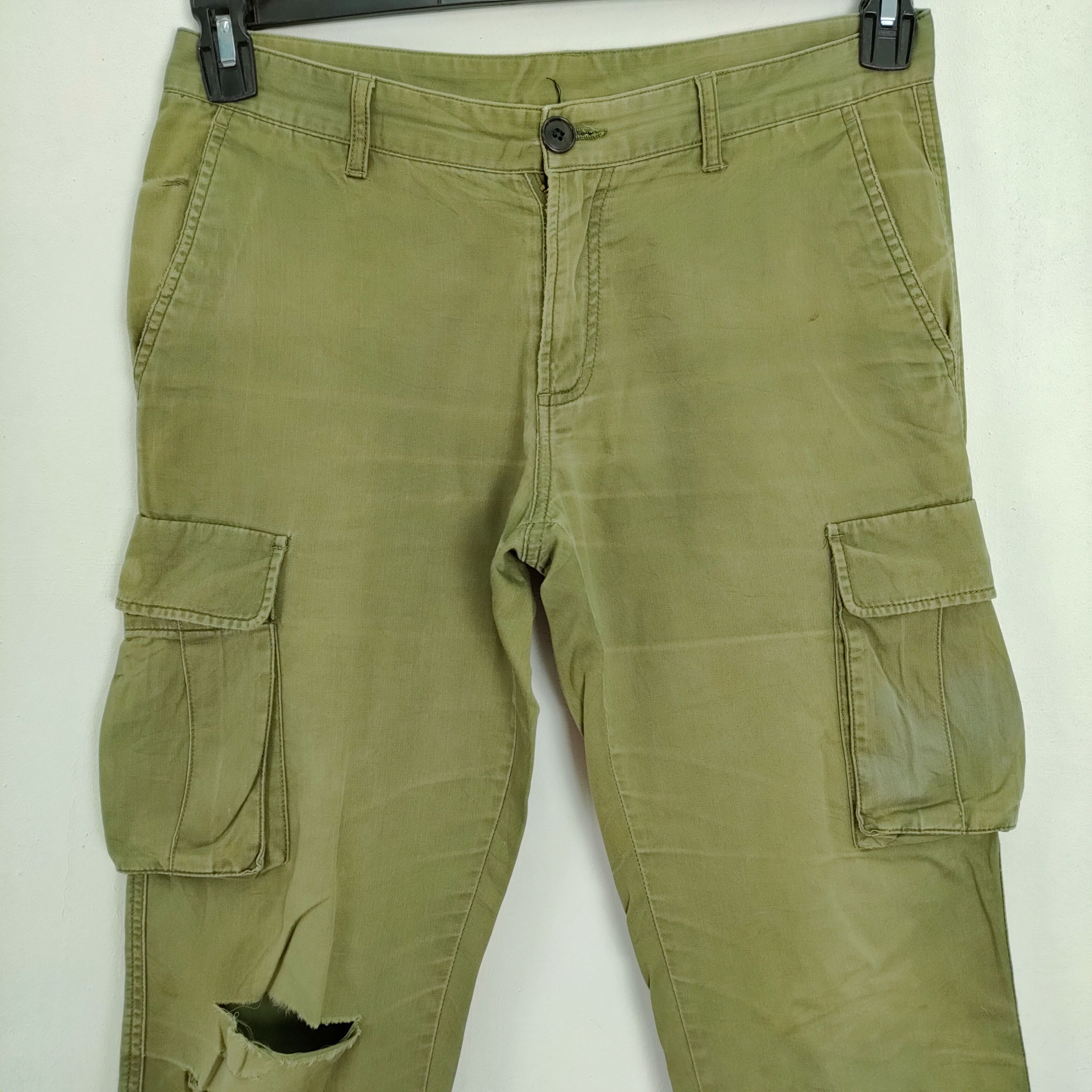 Japanese Brand × Takeo Kikuchi TEKEO KIKUCHI FADED CARGO PANTS DEMAGE KNEE Size US 30 / EU 46 - 2 Thumbnail
