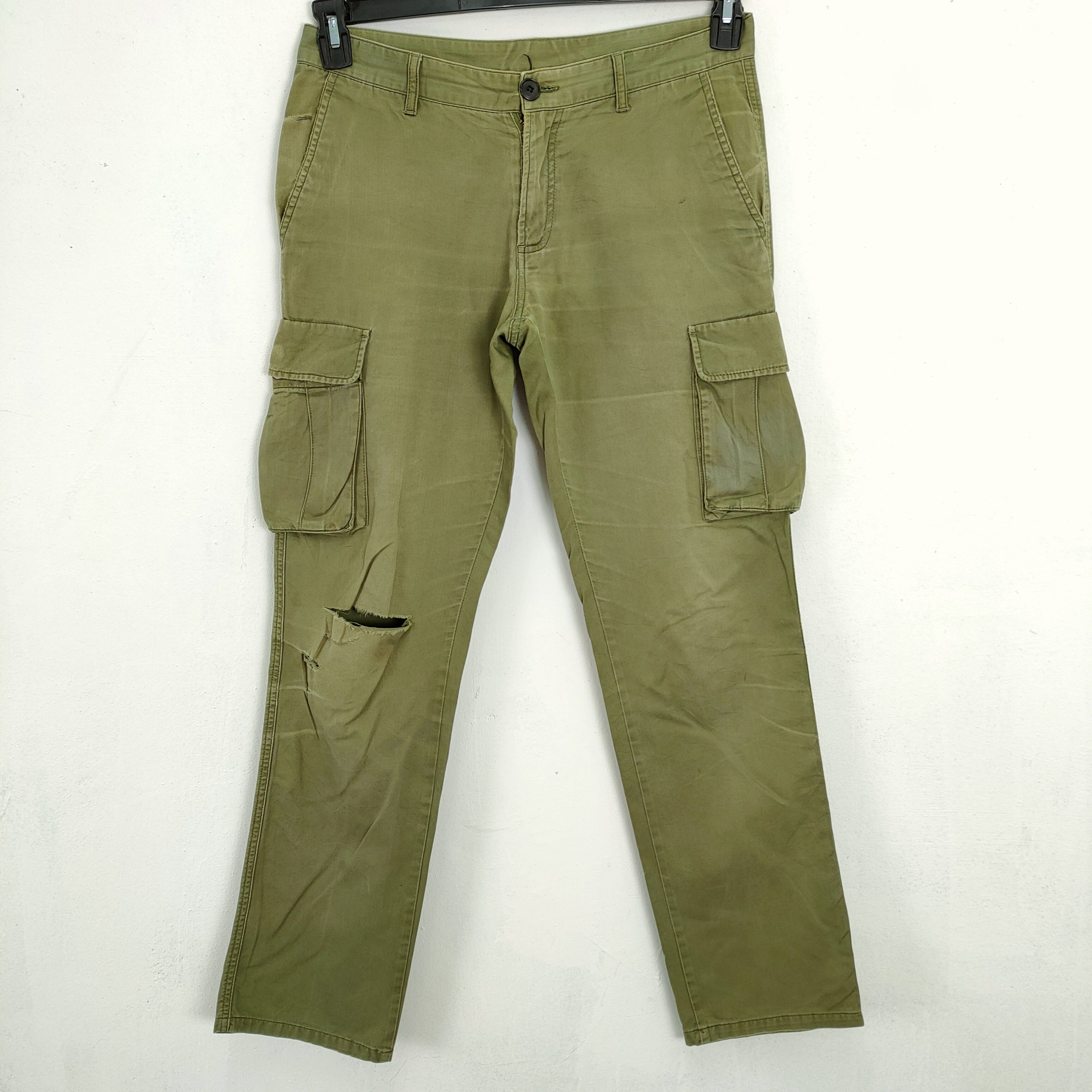 Japanese Brand × Takeo Kikuchi TEKEO KIKUCHI FADED CARGO PANTS DEMAGE KNEE Size US 30 / EU 46 - 1 Thumbnail