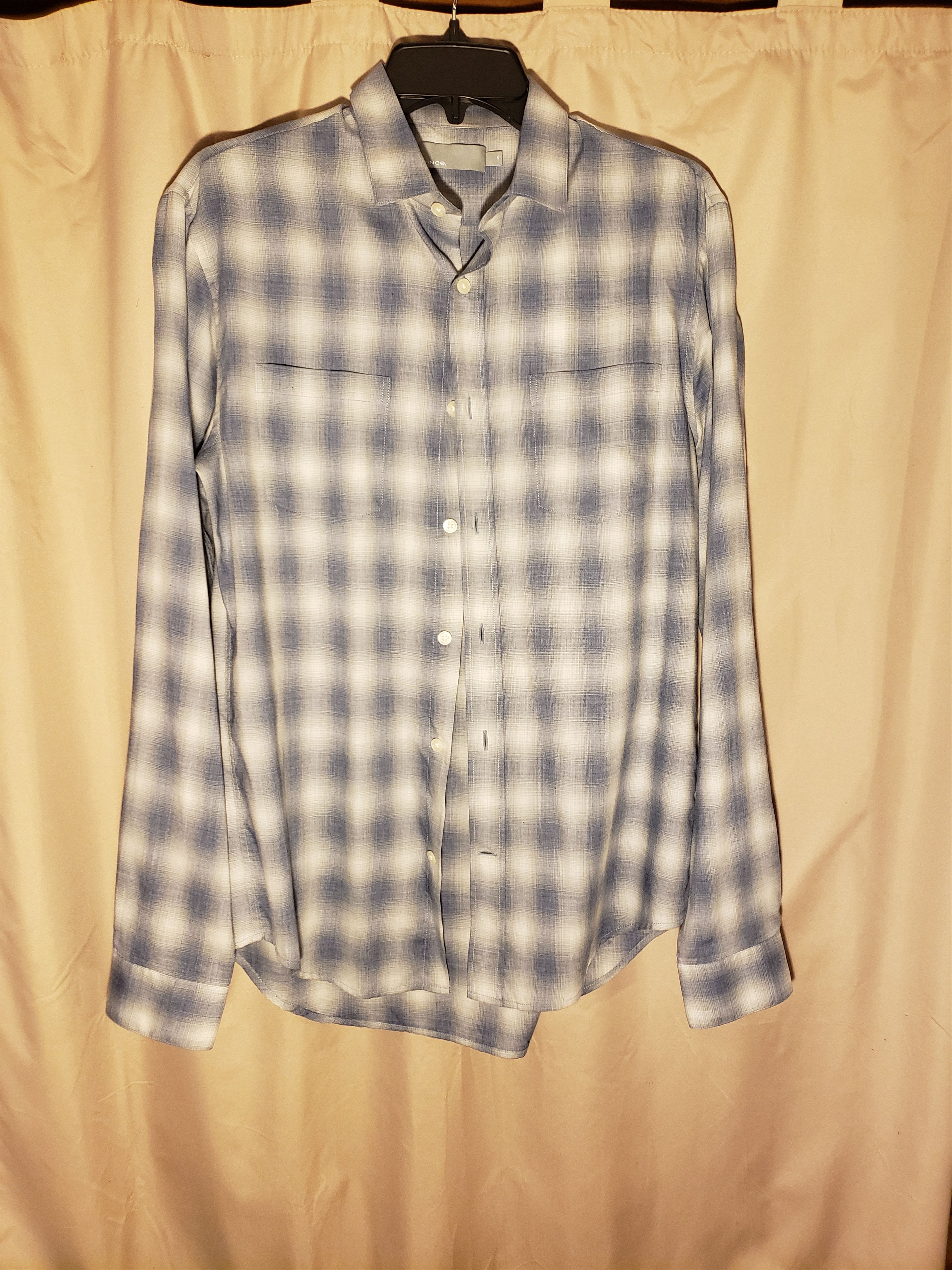 image of $225 New With Tags Vince Button Up Shirt in Blue/White, Men's (Size Small)