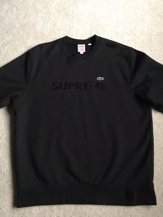 Supreme lacoste crewneck black new arrivals