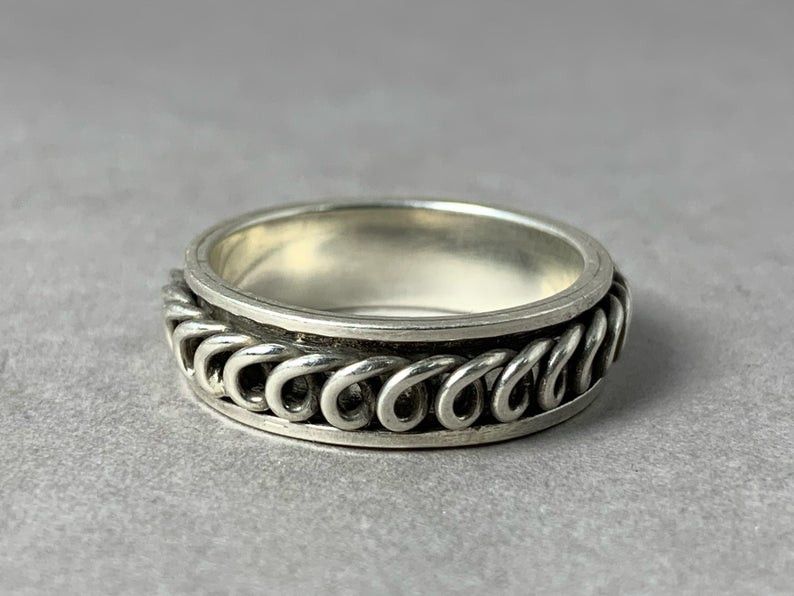 Handmade Spinner Ring, Spinner Band Ring, Silver Band Ring, Size ONE SIZE - 3 Thumbnail
