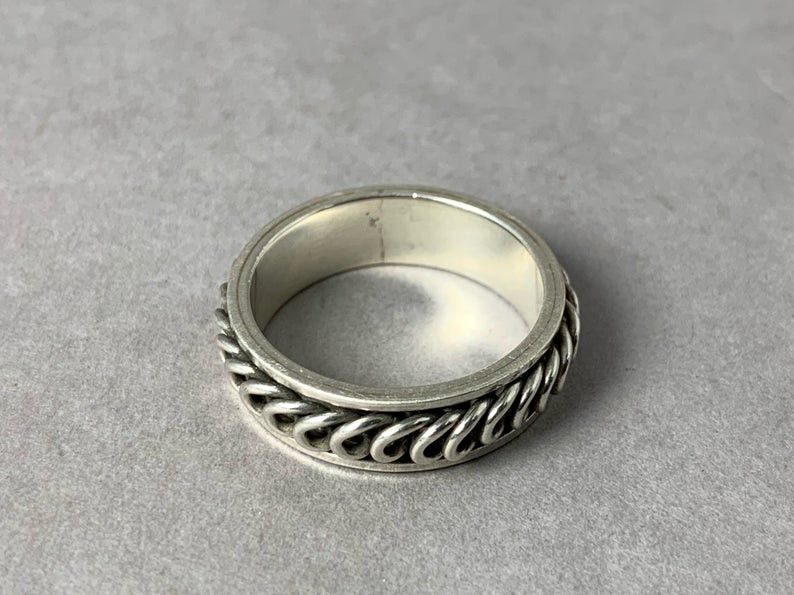 Handmade Spinner Ring, Spinner Band Ring, Silver Band Ring, Size ONE SIZE - 4 Thumbnail