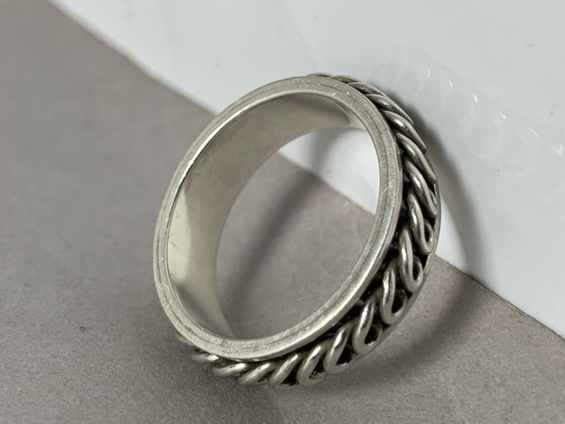 Handmade Spinner Ring, Spinner Band Ring, Silver Band Ring, Size ONE SIZE - 1 Thumbnail