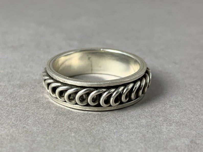 Handmade Spinner Ring, Spinner Band Ring, Silver Band Ring, Size ONE SIZE - 2 Thumbnail