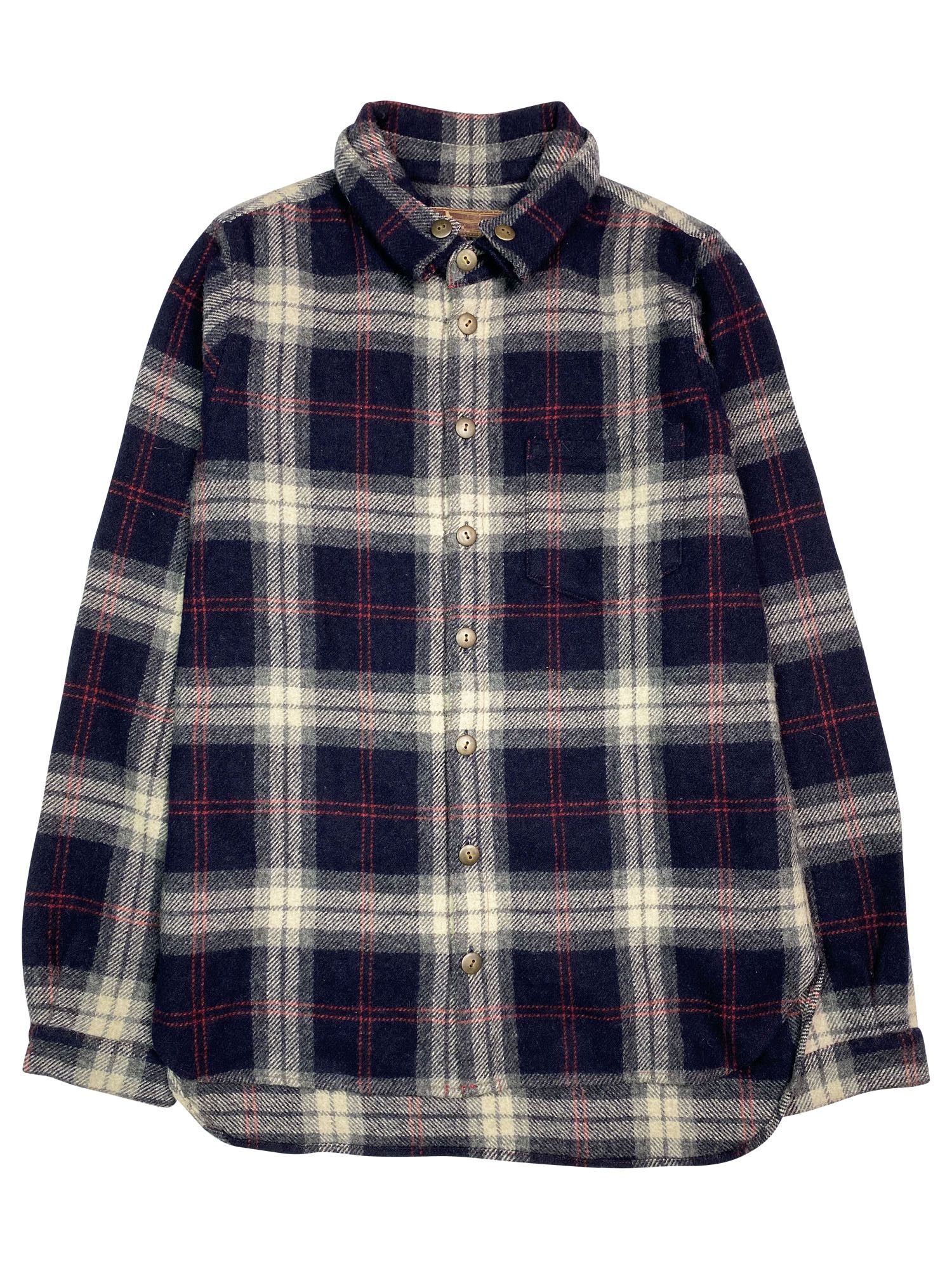 image of Beauty Beast Beauty:beast Flannel Button-Up Shirt in Navy, Men's (Size Small)