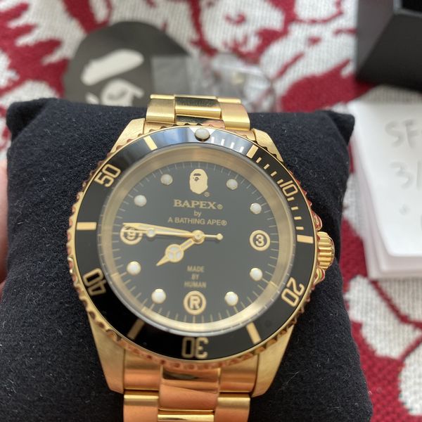 Bape BAPEX TYPE 2 T001 Submariner Black/Yellow Gold 40mm Watch | Grailed