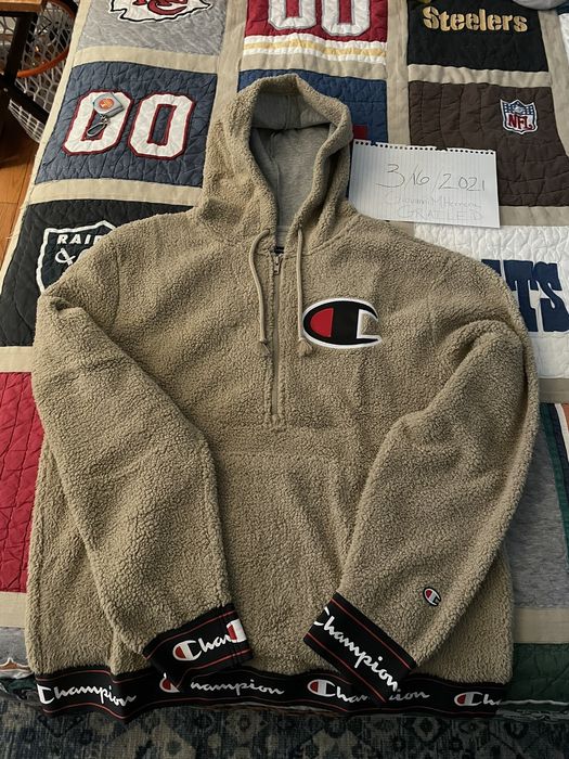 Champion sherpa hoodie khaki hot sale