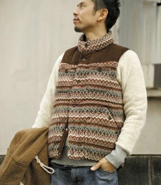 White Mountaineering knit Navajo native Windstopper puffer vest Size US M / EU 48-50 / 2 - 1 Thumbnail